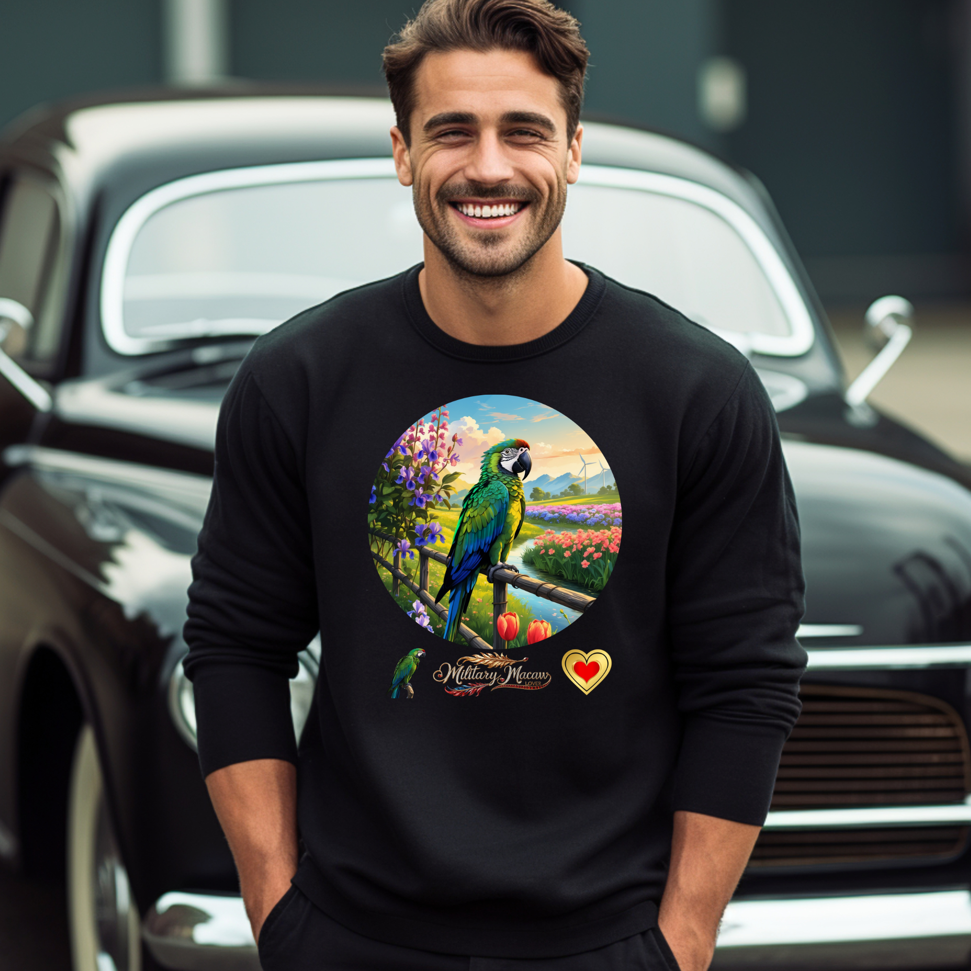 Military Macaw Lover Floral Sweatshirt