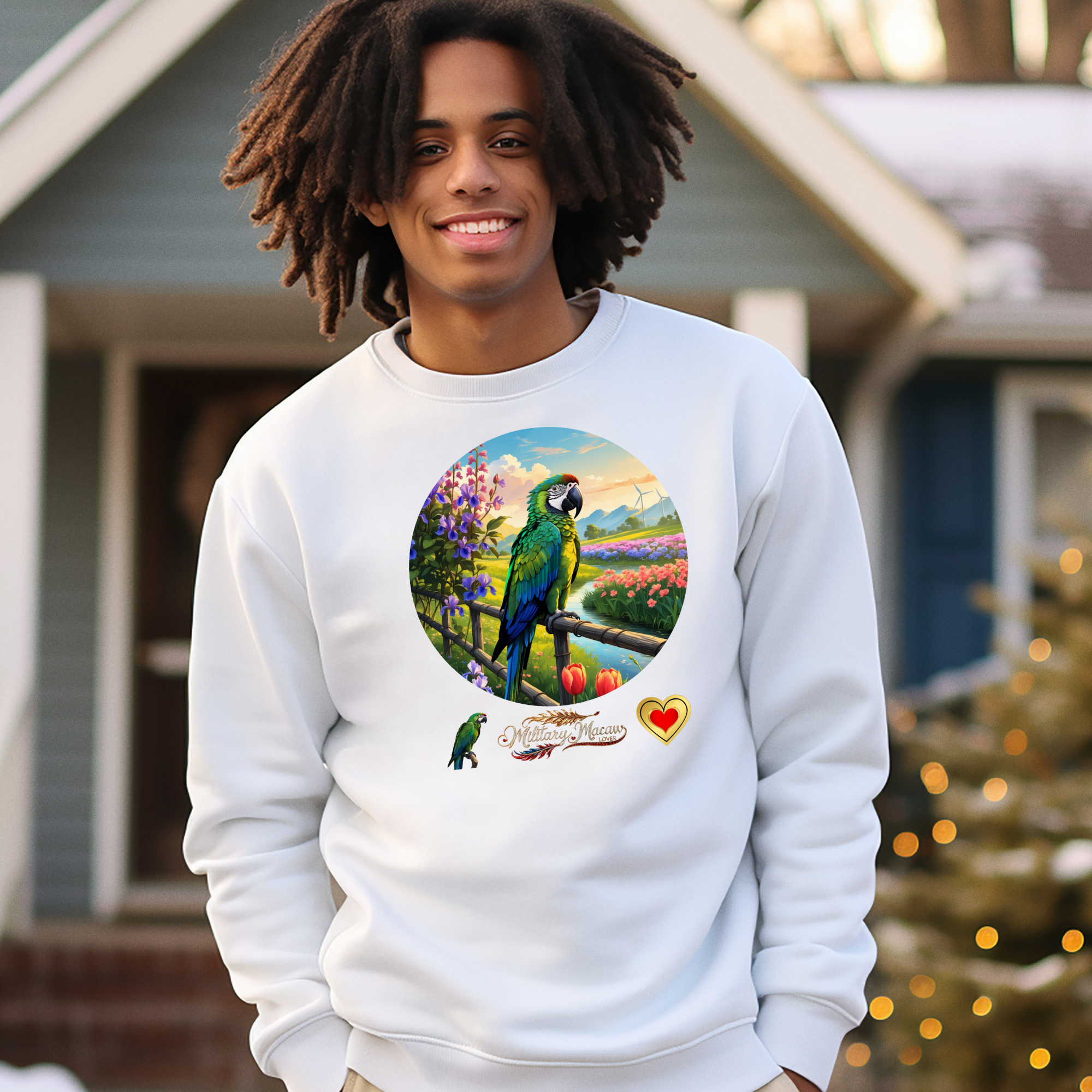 Military Macaw Lover Floral Sweatshirt