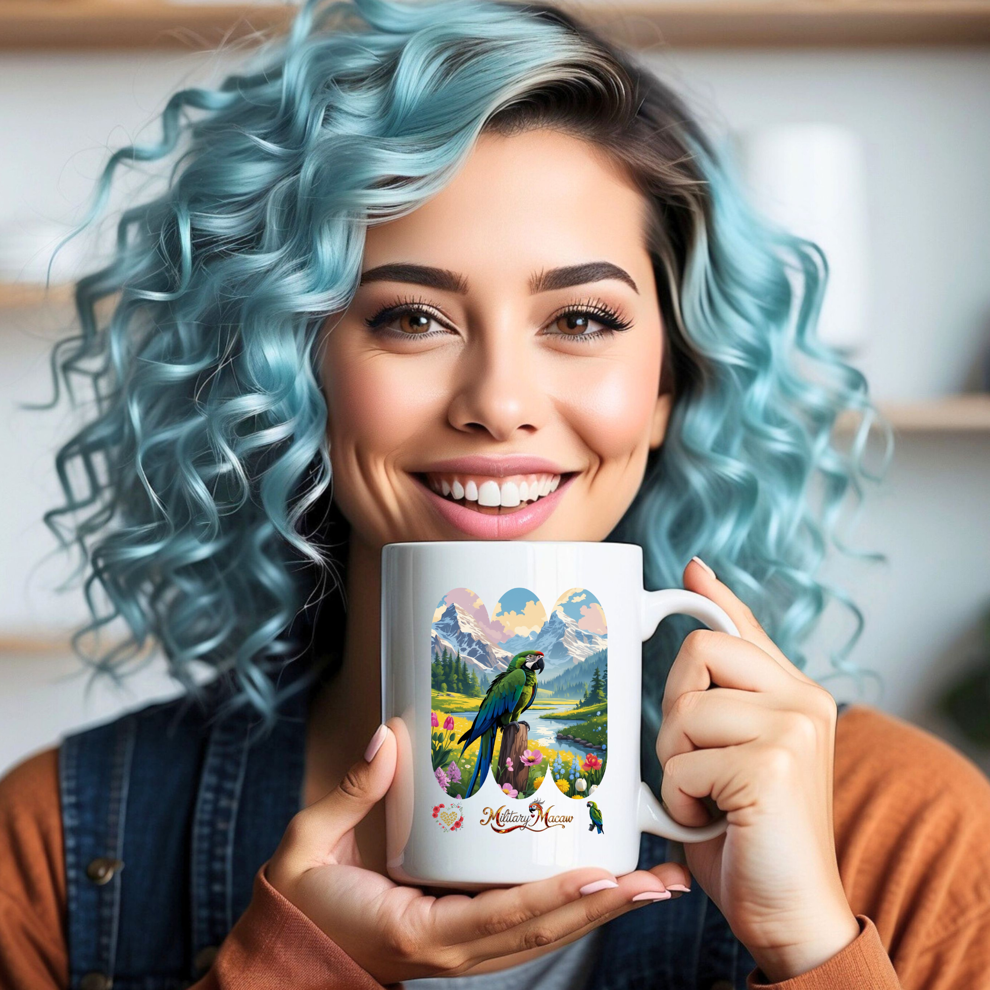 Military Macaw Floral Lake Mug