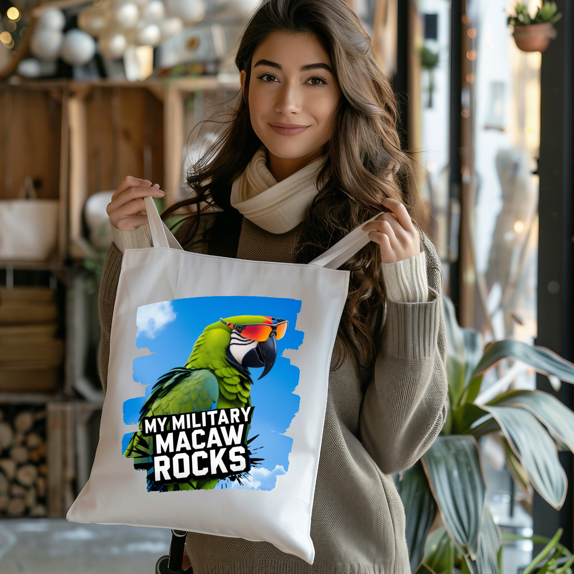 My Military Macaw Rocks Tote Bag