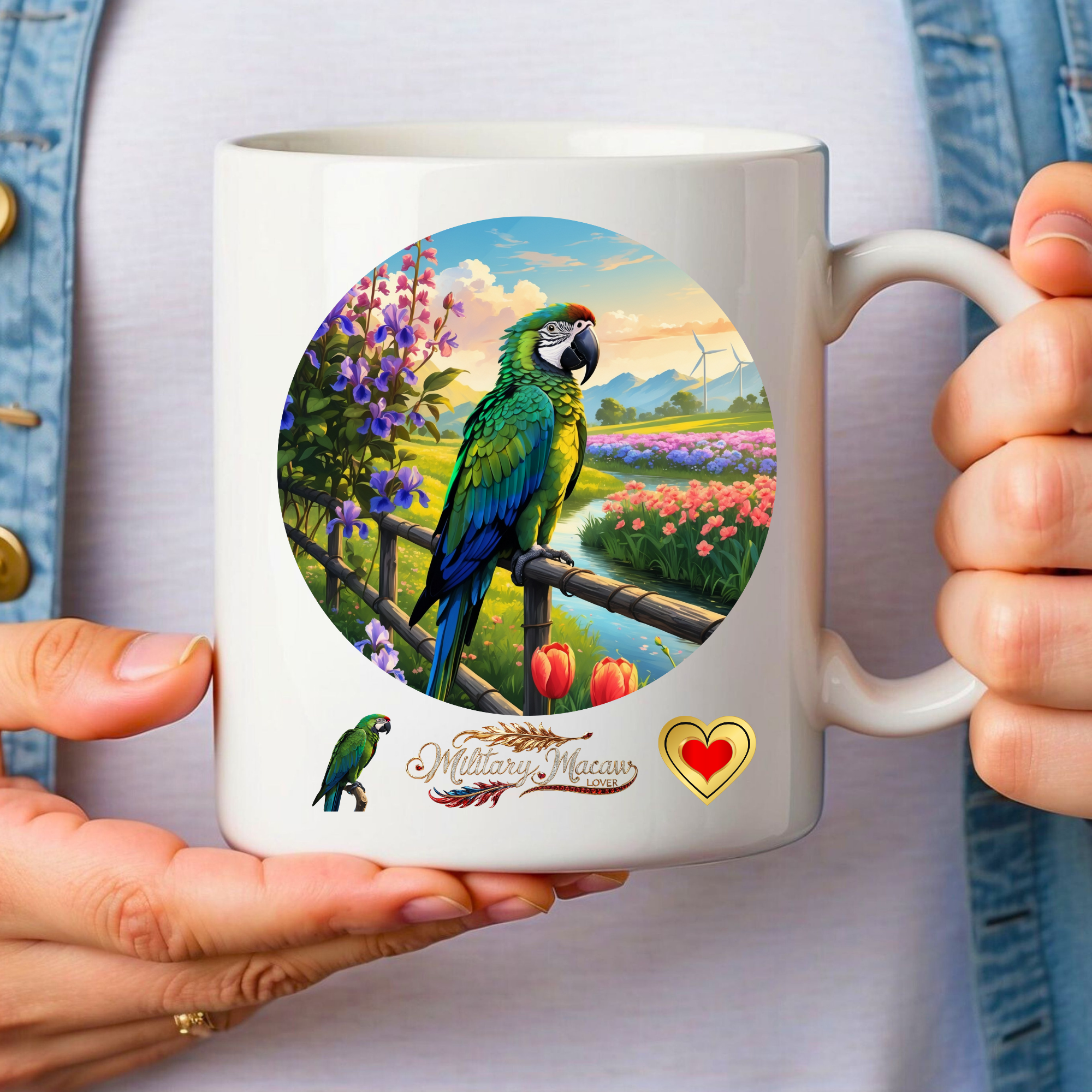 Military Macaw Lover Floral Mug