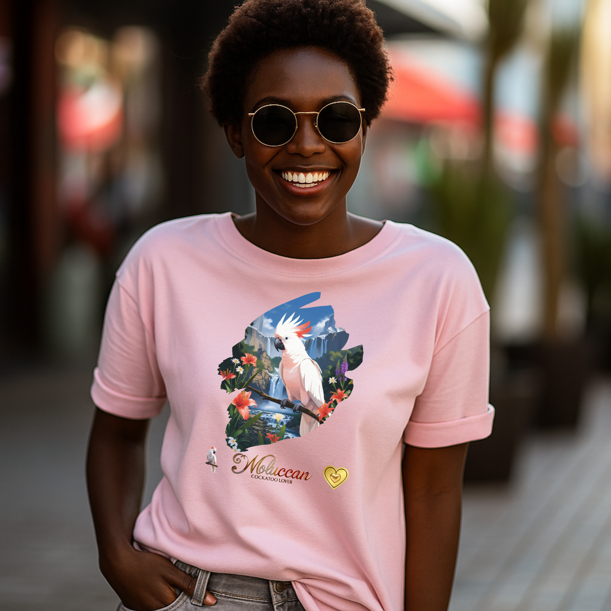 Moluccan Cockatoo Lover Waterfall T-Shirt