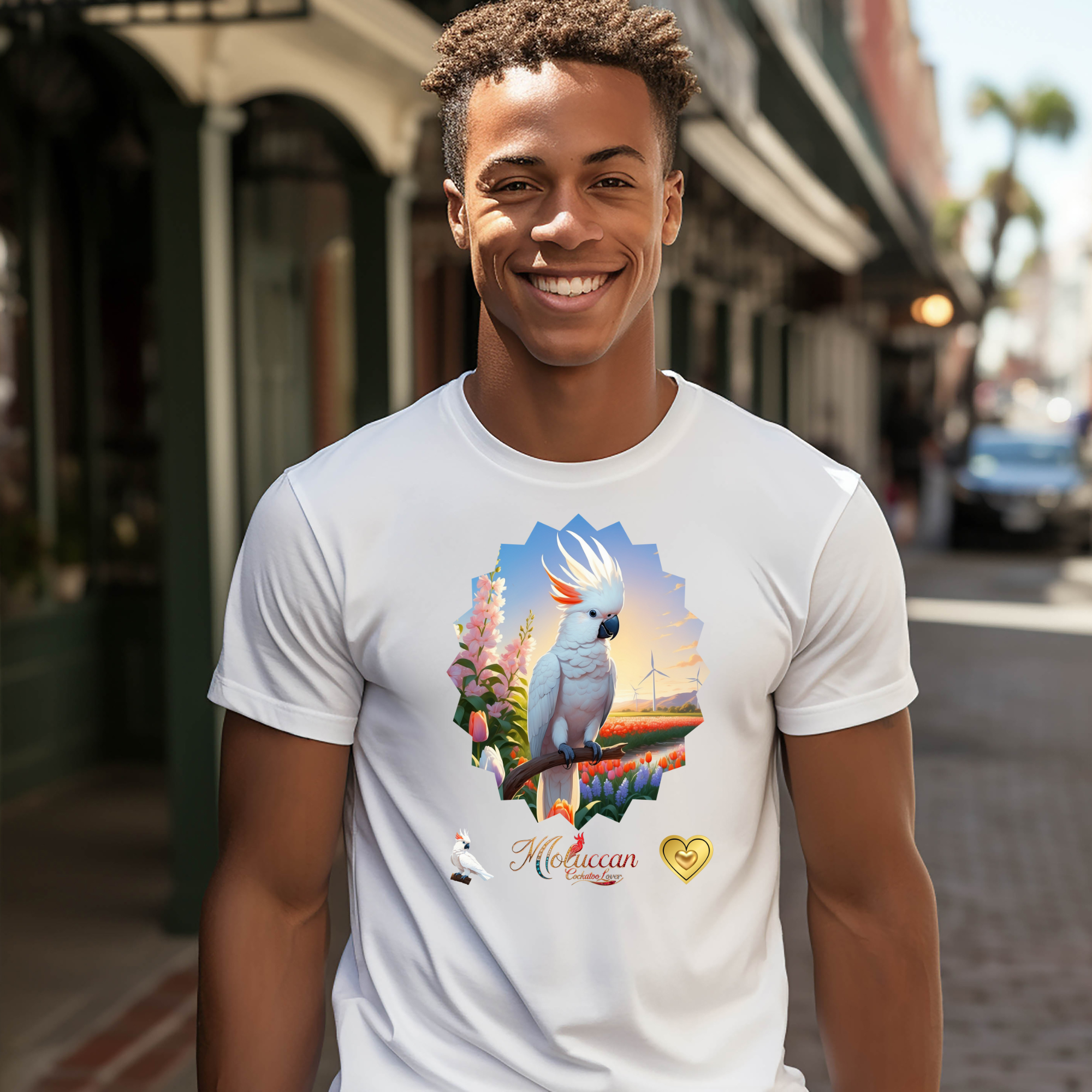 Moluccan Cockatoo Lover Floral T-Shirt