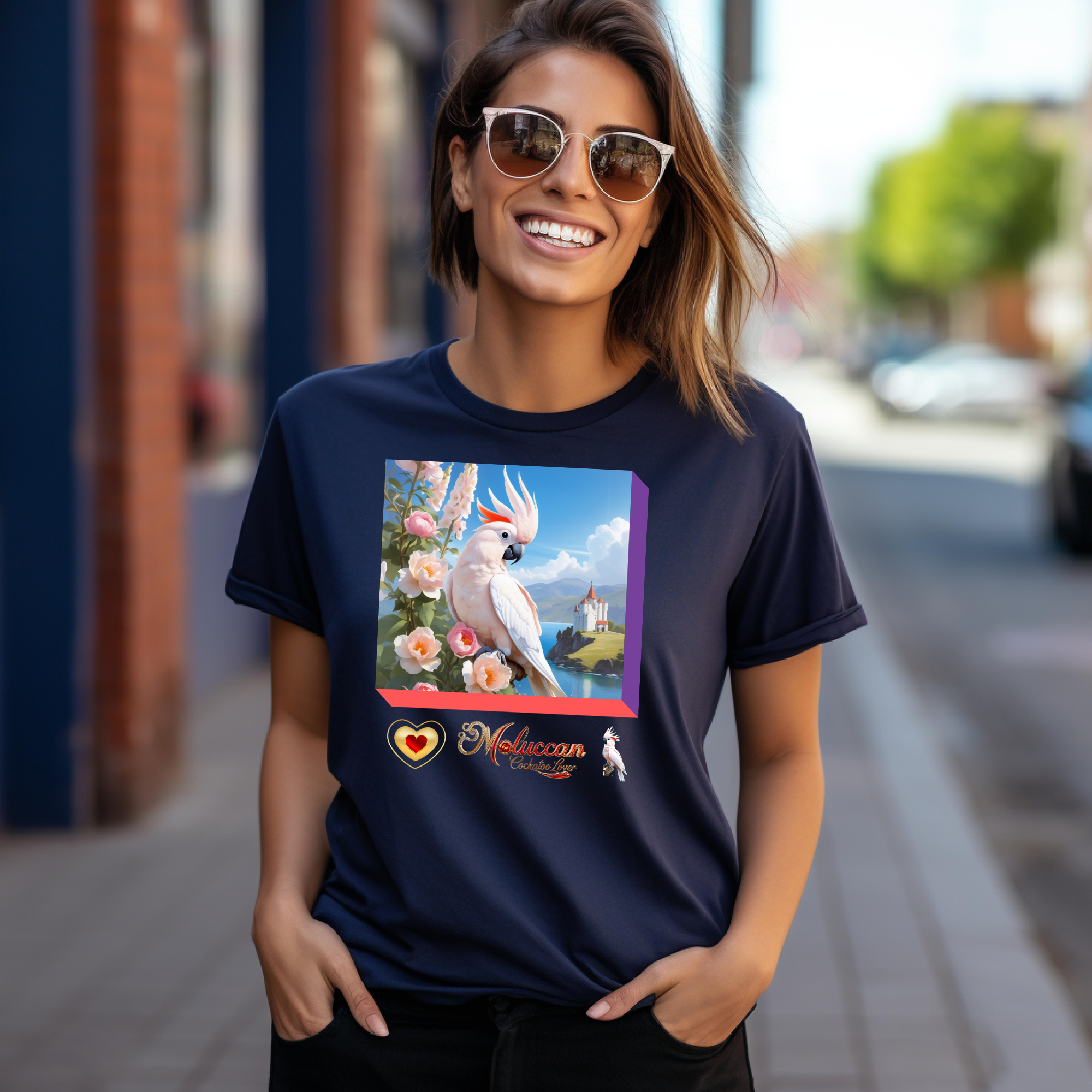 Moluccan Cockatoo Lover Floral T-Shirt