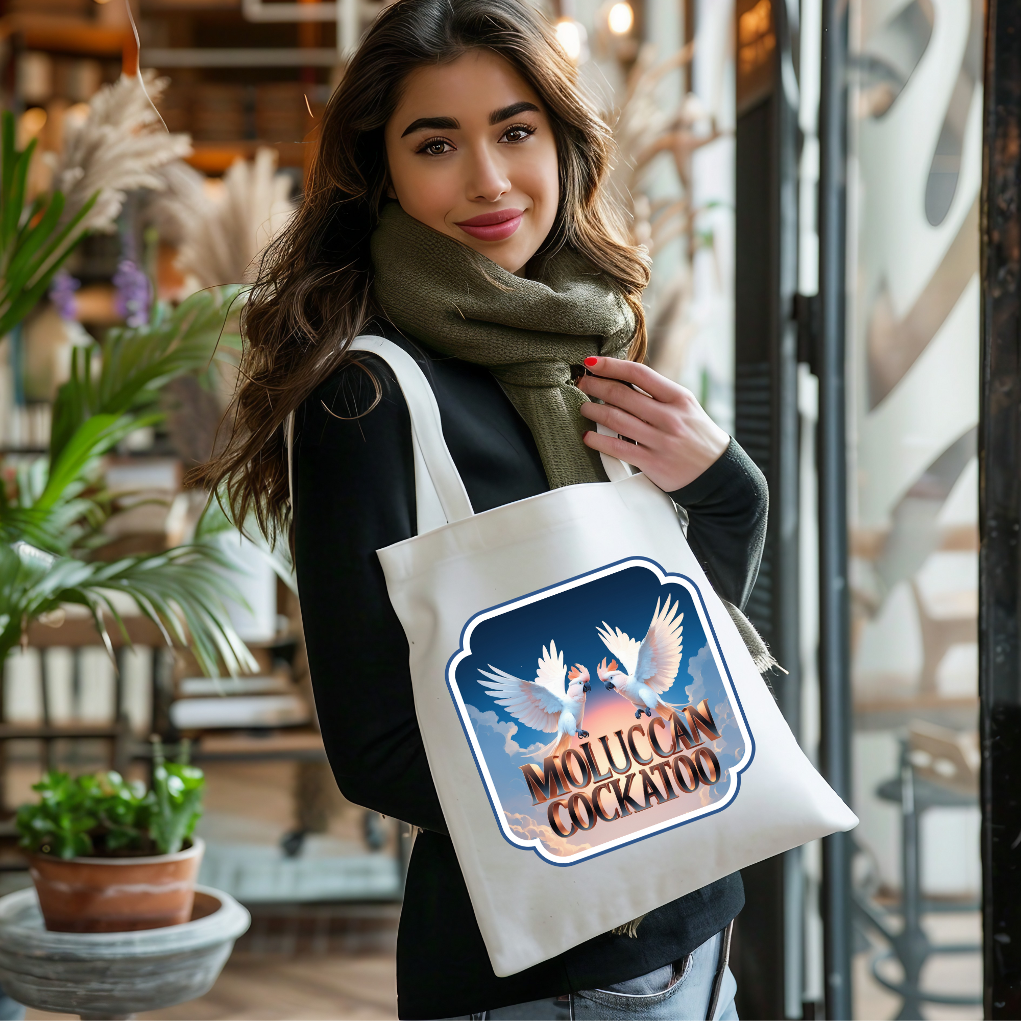 Moluccan Cockatoo Flying Tote Bag