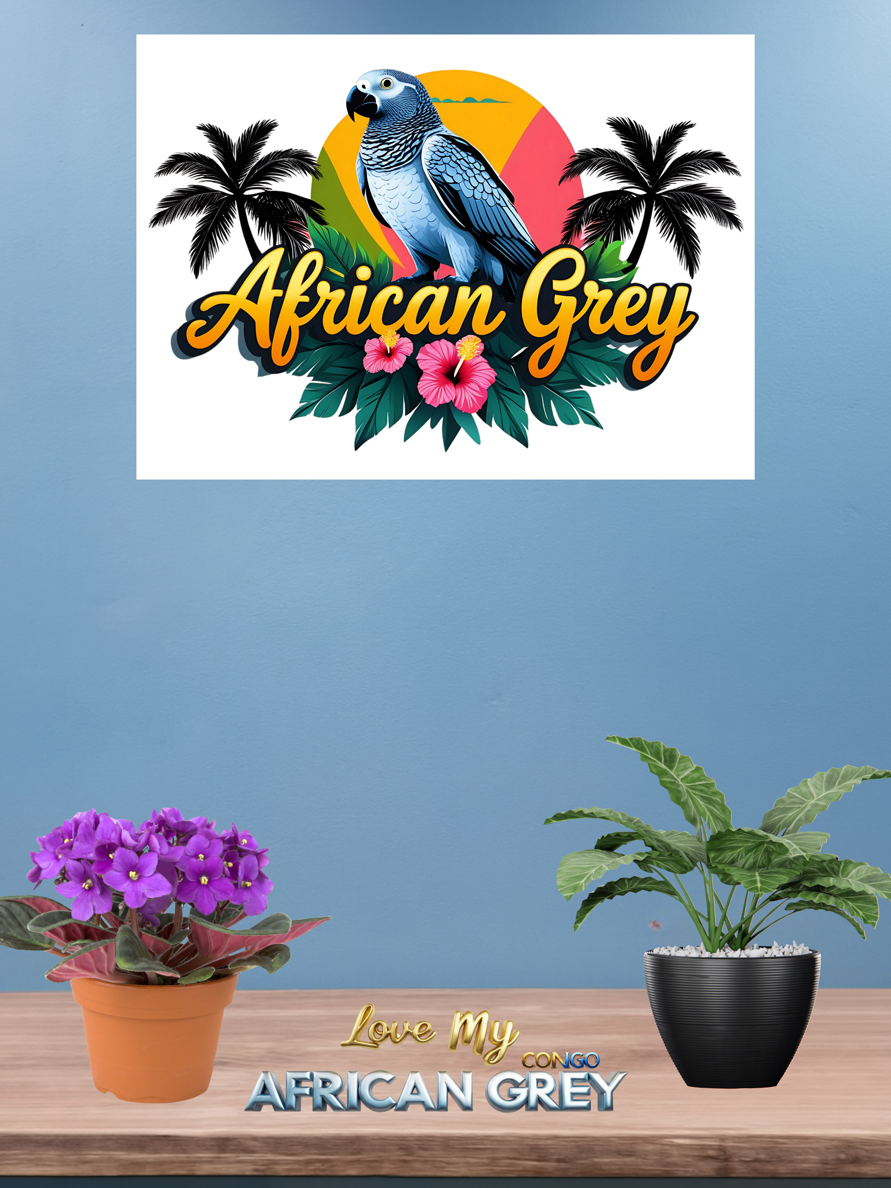 Africa Grey Palm Tree Wall-Hanging