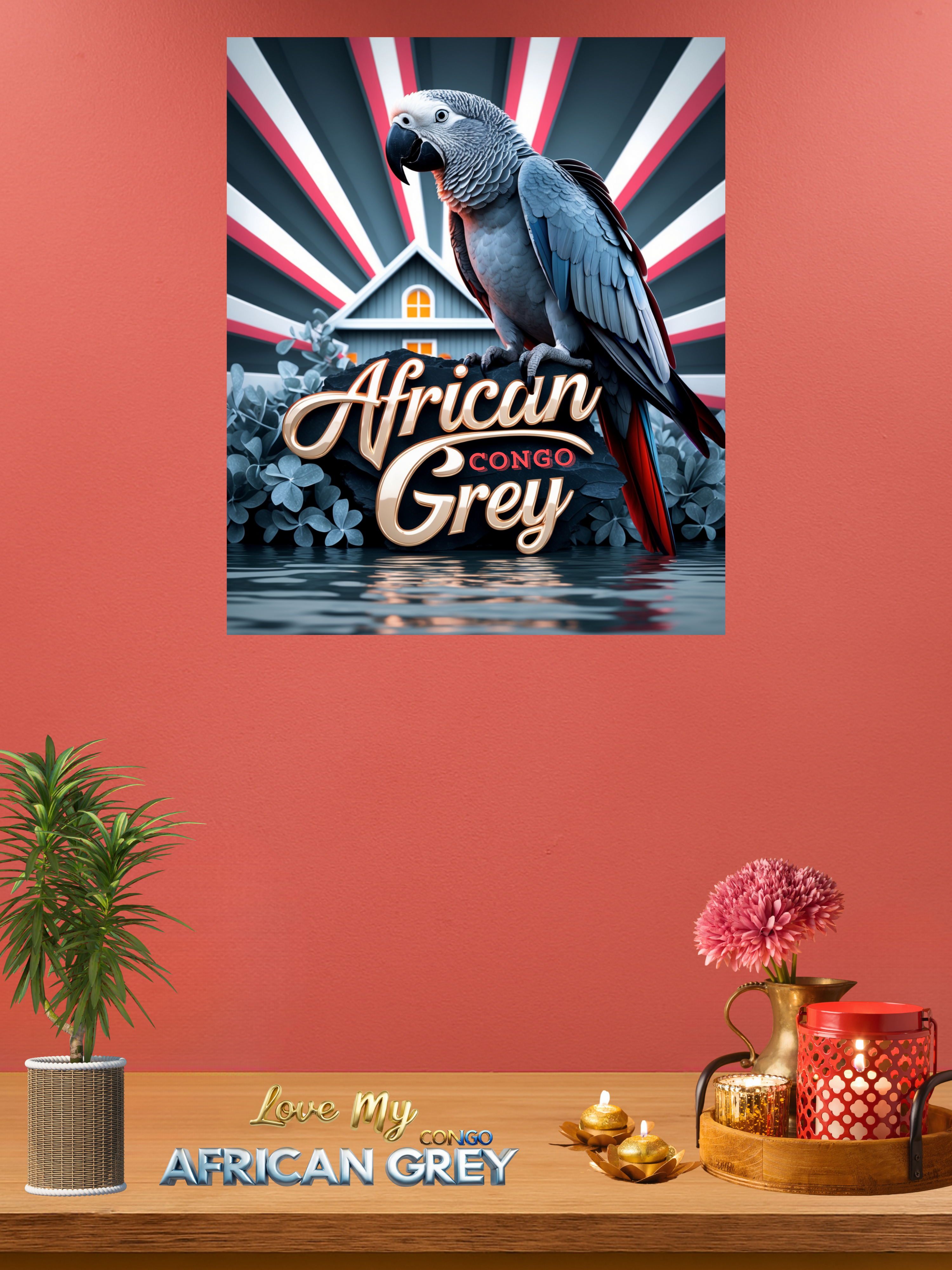 Africa Grey Congo Parrot Wall-Hanging