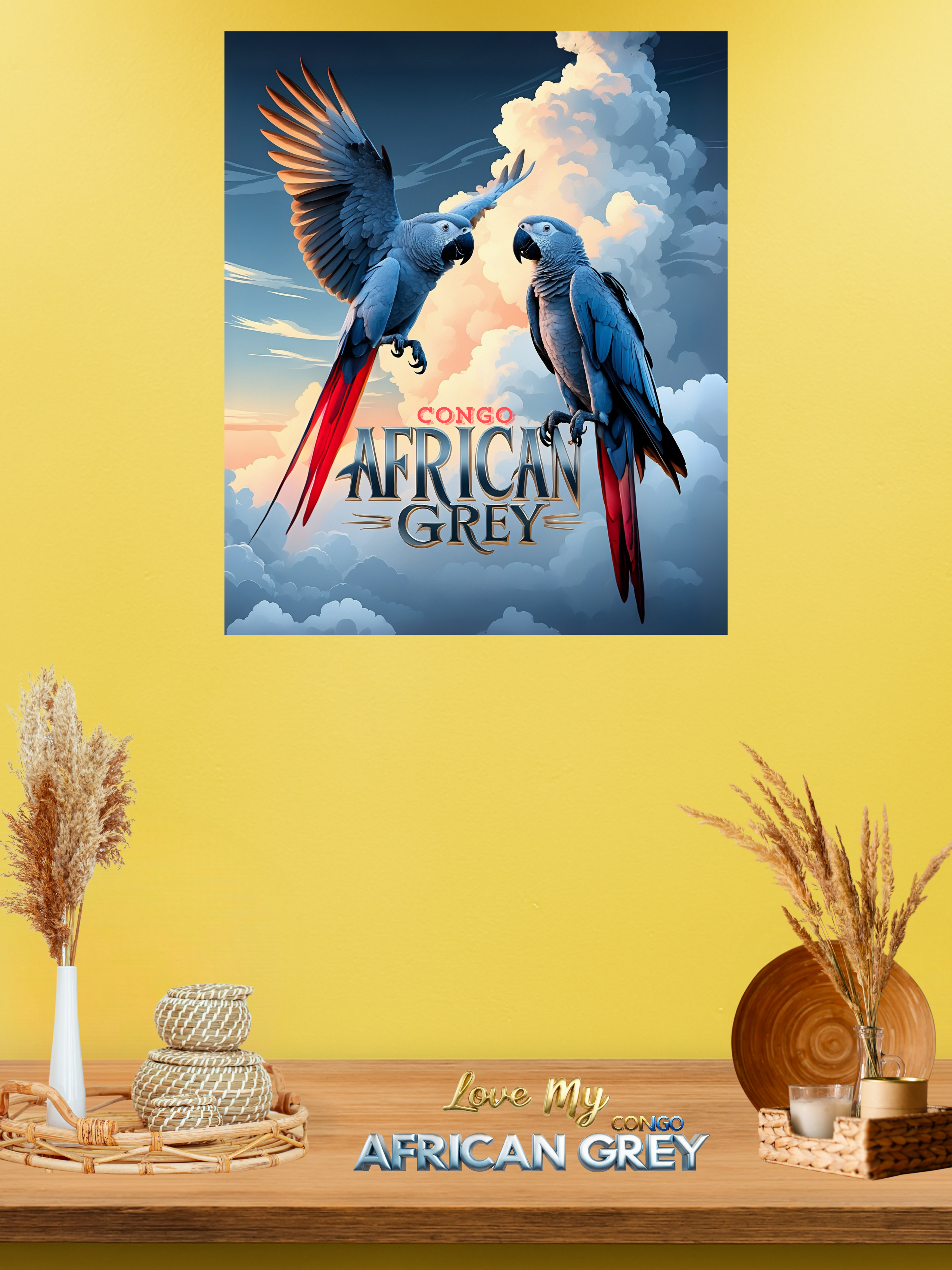 Africa Grey Congo Flying Wall-Hanging
