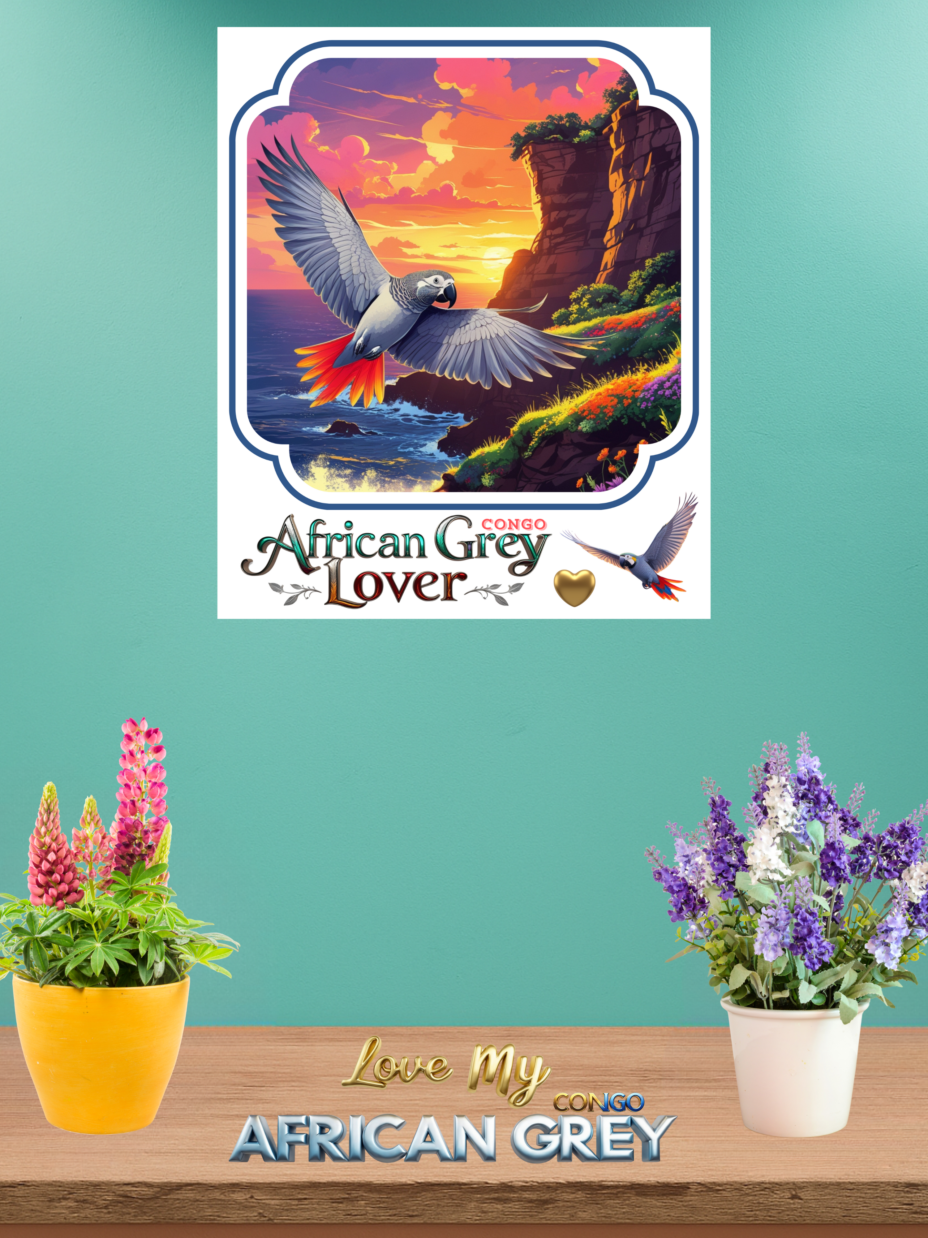 Africa Grey Congo Lover Sunset Wall-Hanging