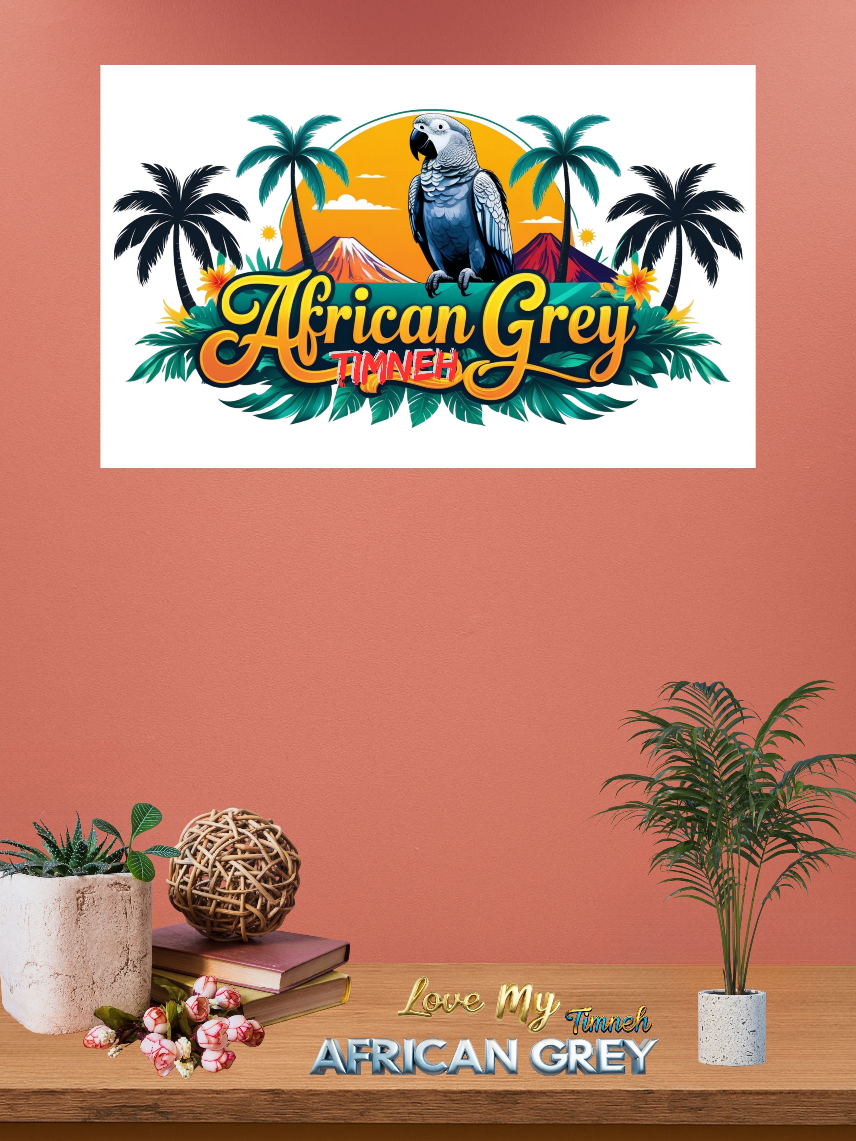 Sunset Africa Grey Timneh Wall-Hanging