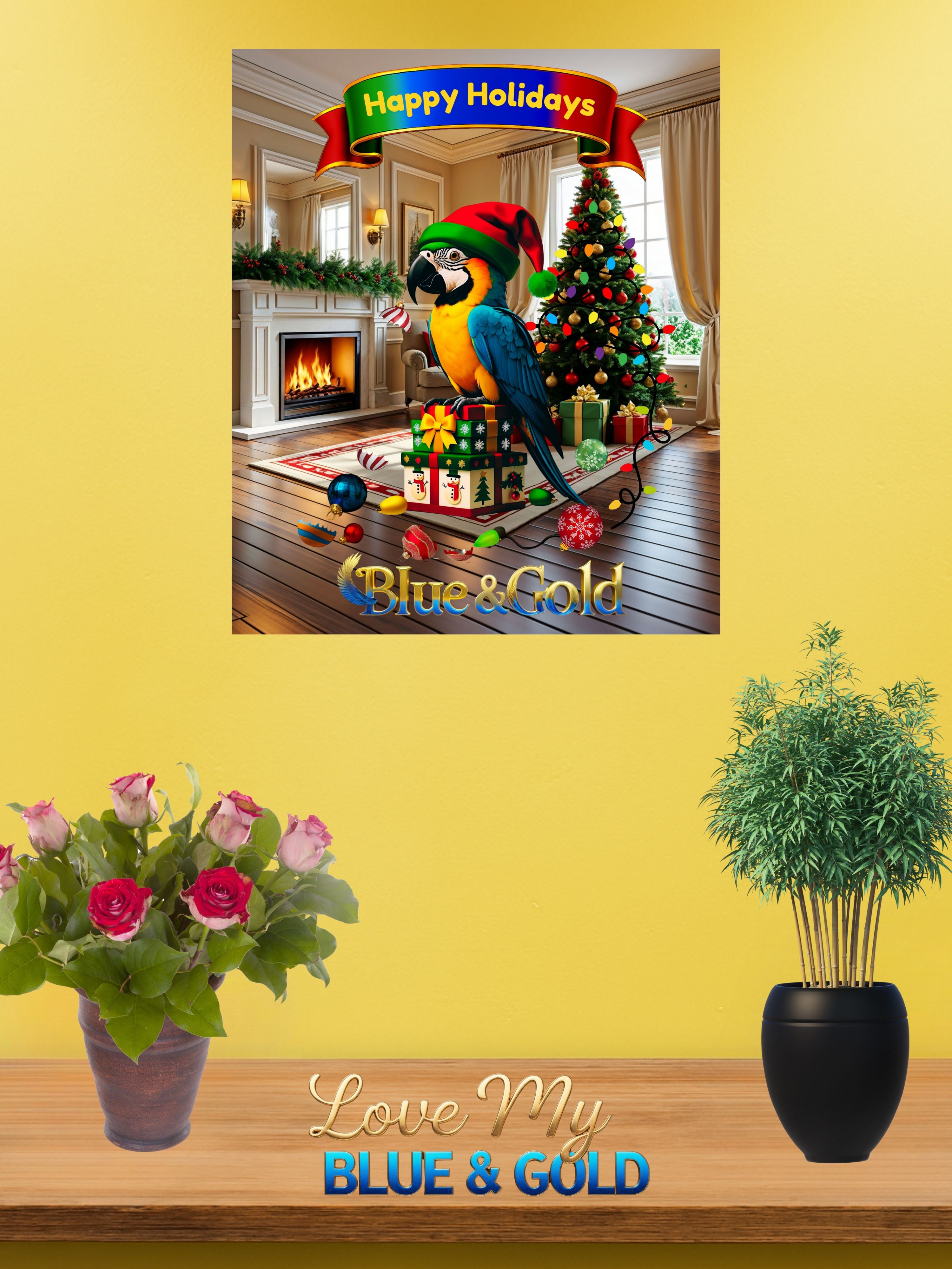 Blue & Gold Happy Holidays Wall-Hanging