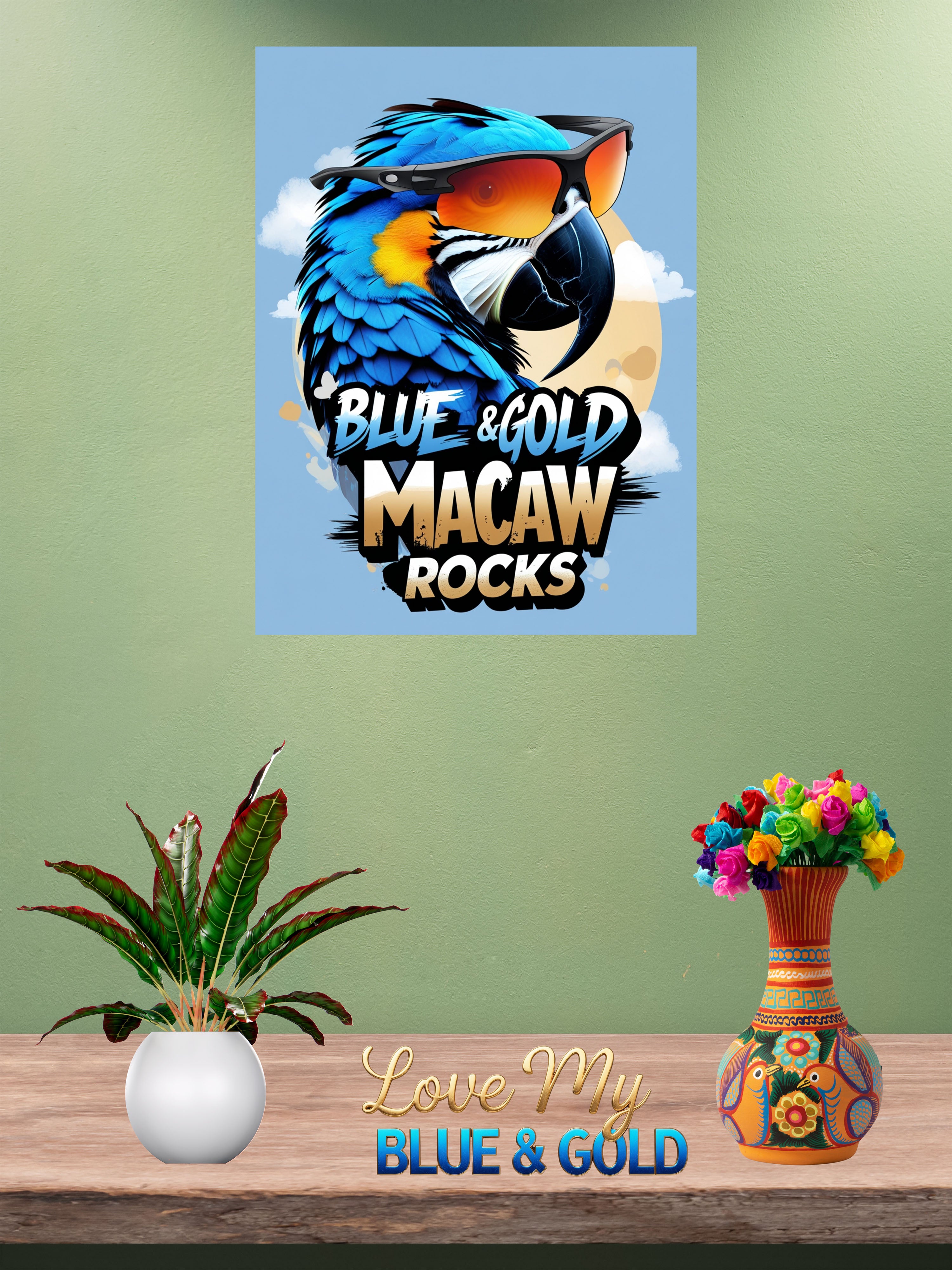 Blue & Gold Macaw Rocks Wall-Hanging