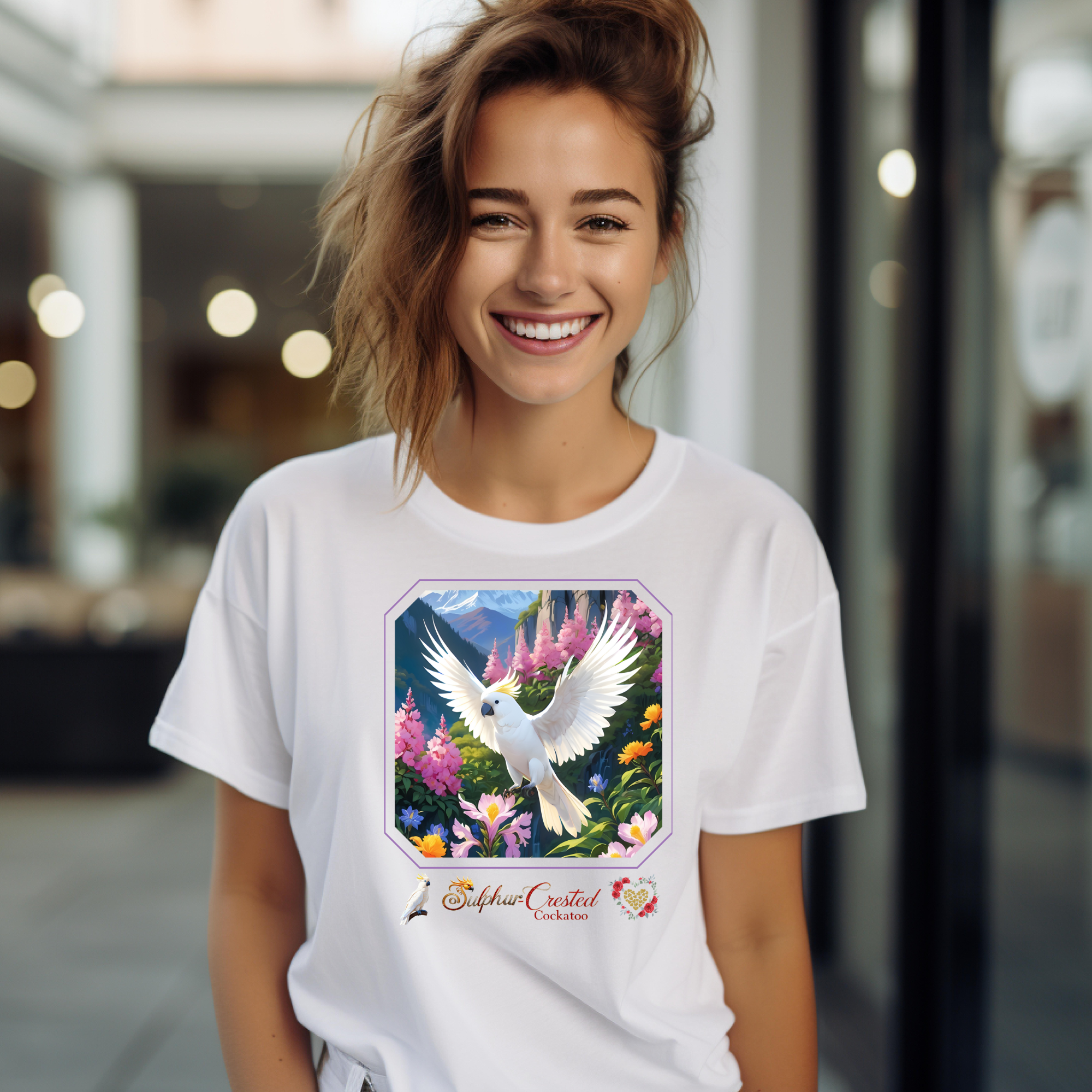 Sulphur-Crested Cockatoo Floral T-Shirt