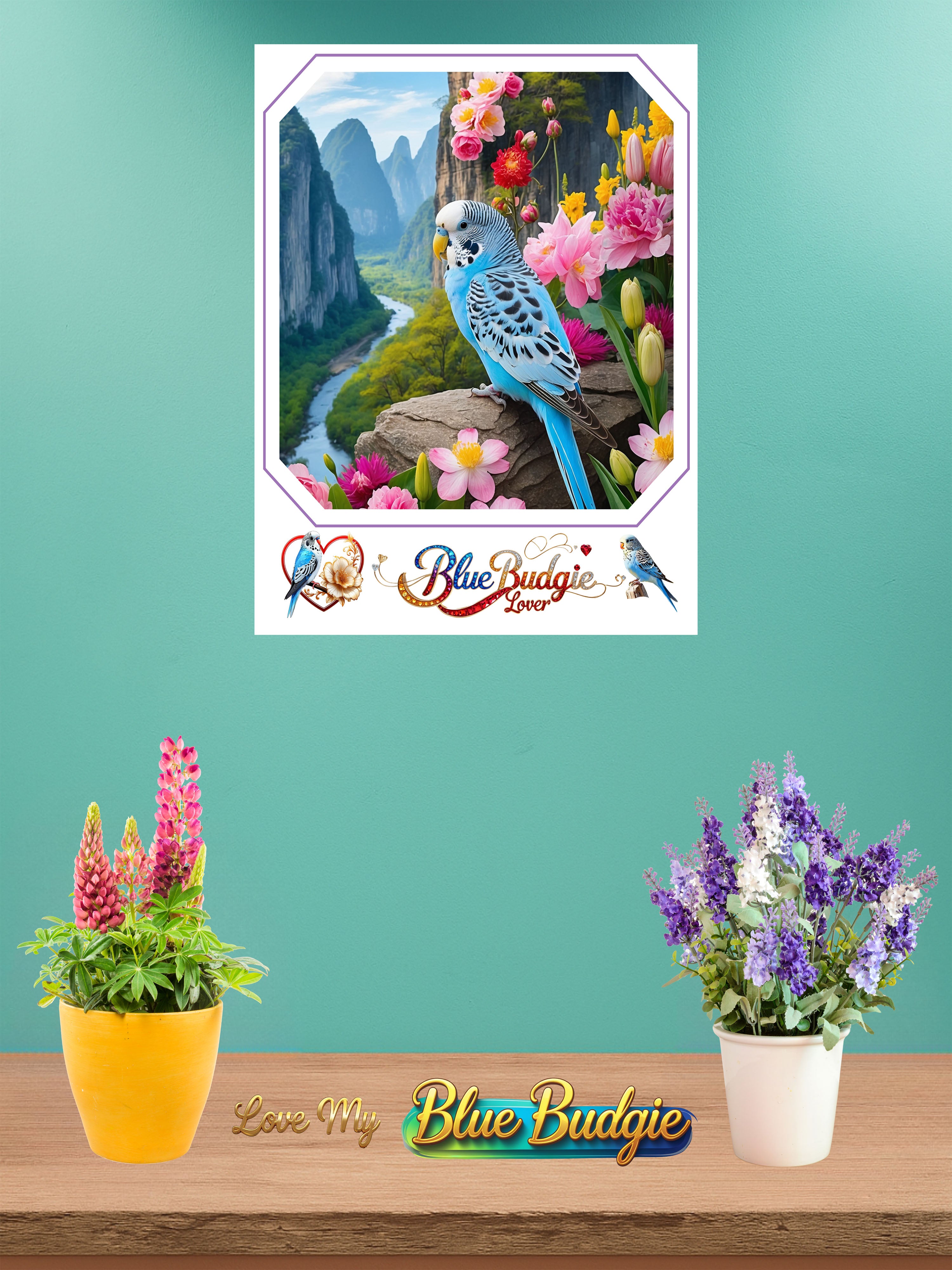 Blue Budgie Lover Valley Wall-Hanging