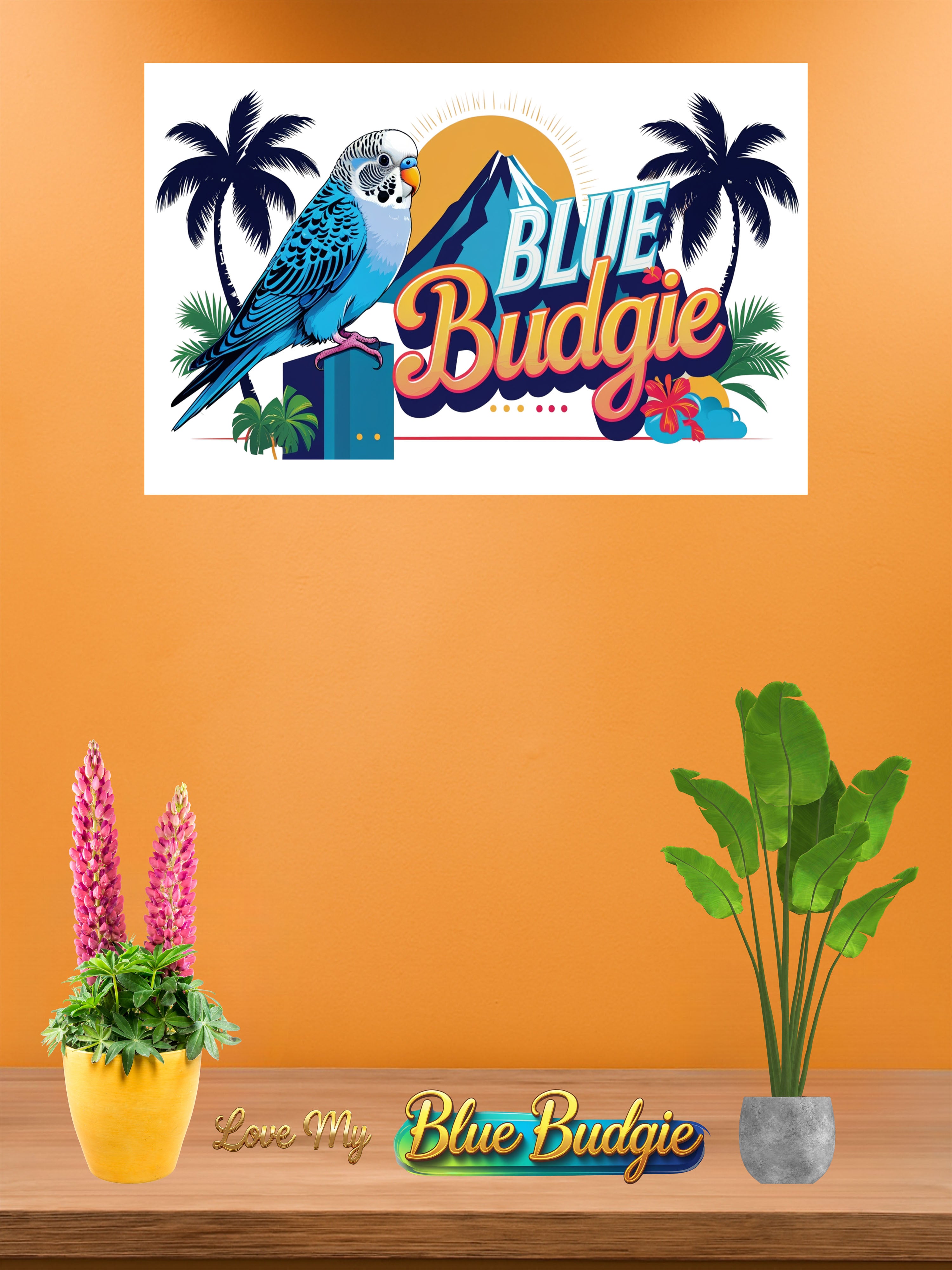 Blue Budgie Sunrise Wall-Hanging