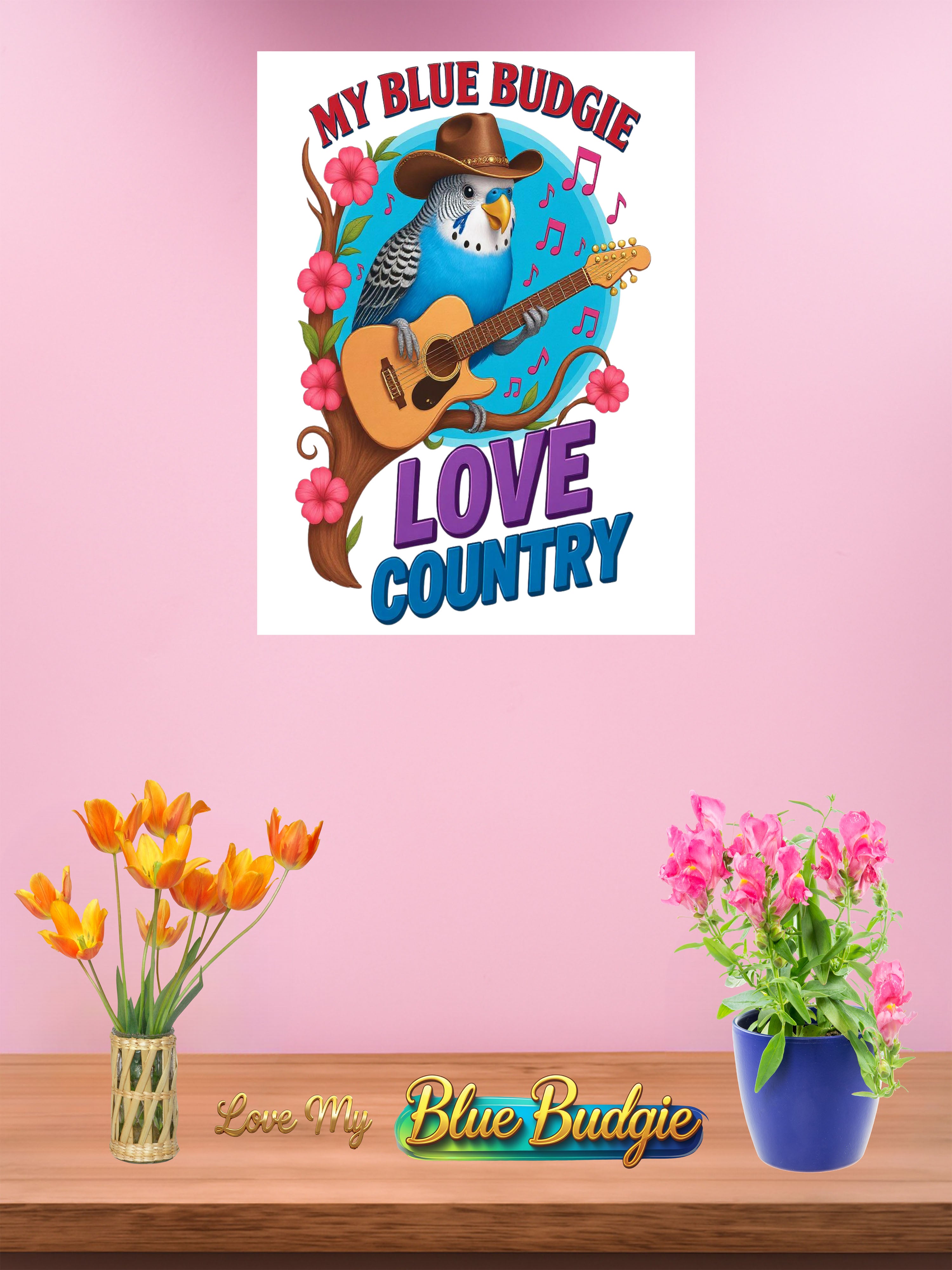 Blue Budgie Loves Country Wall-Hanging