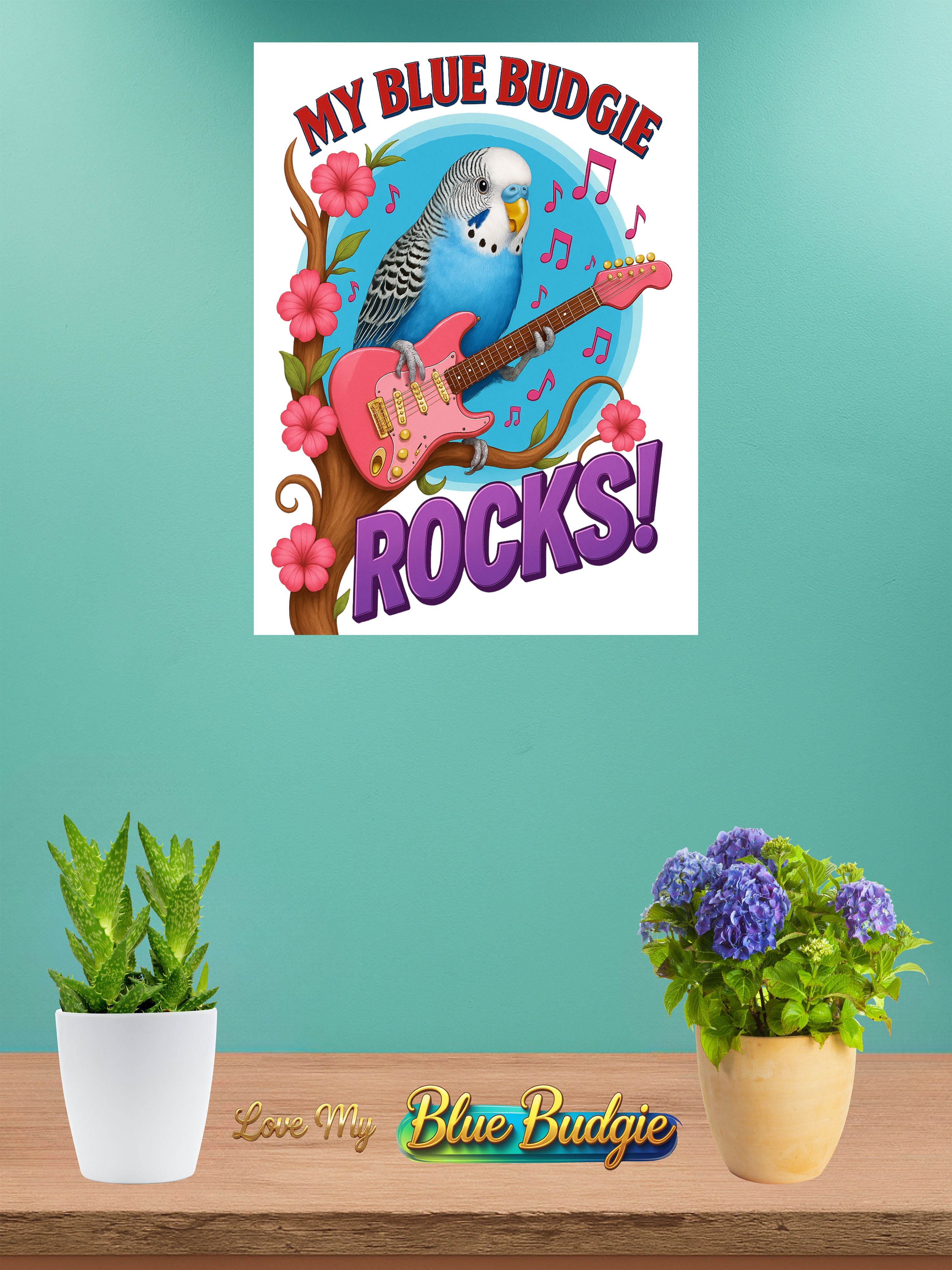Blue Budgie Rocks Wall-Hanging