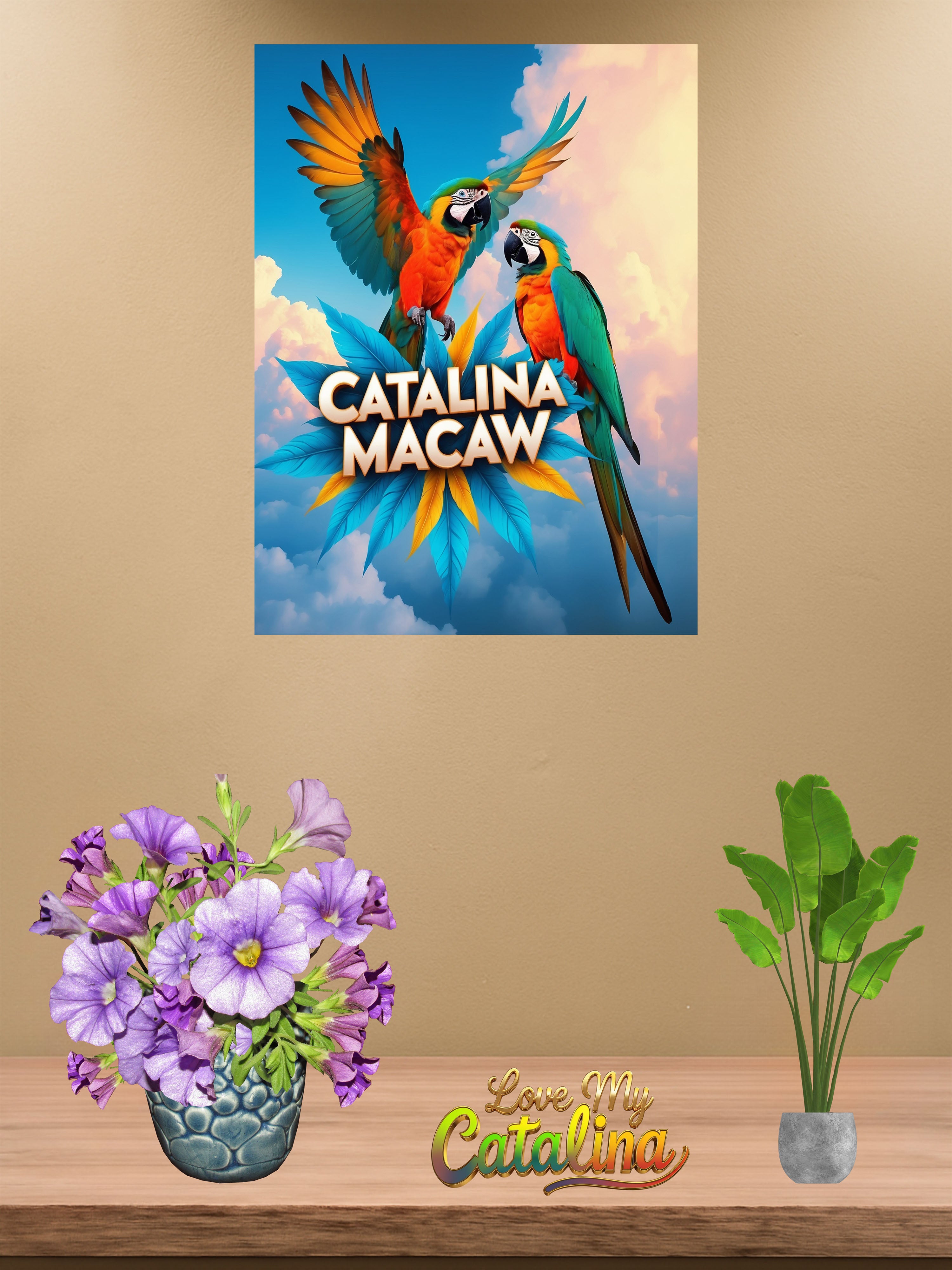Catalina Macaw Parrot Flying Wall-Hanging