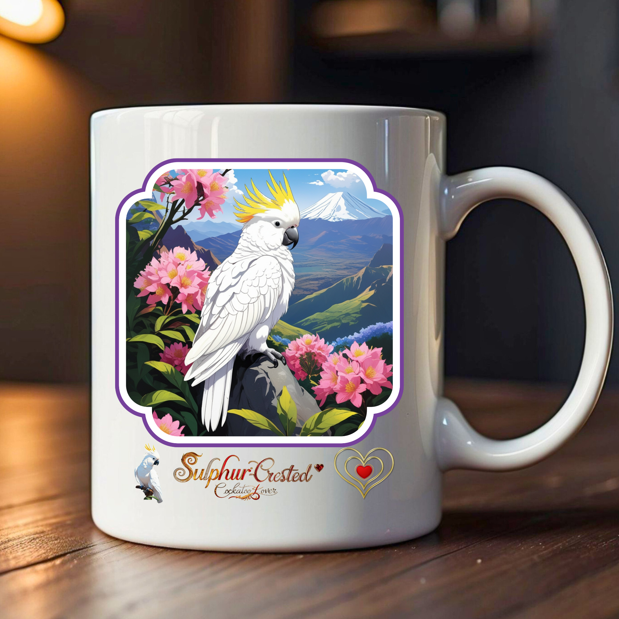 Sulphur-Crested Cockatoo Floral Mug