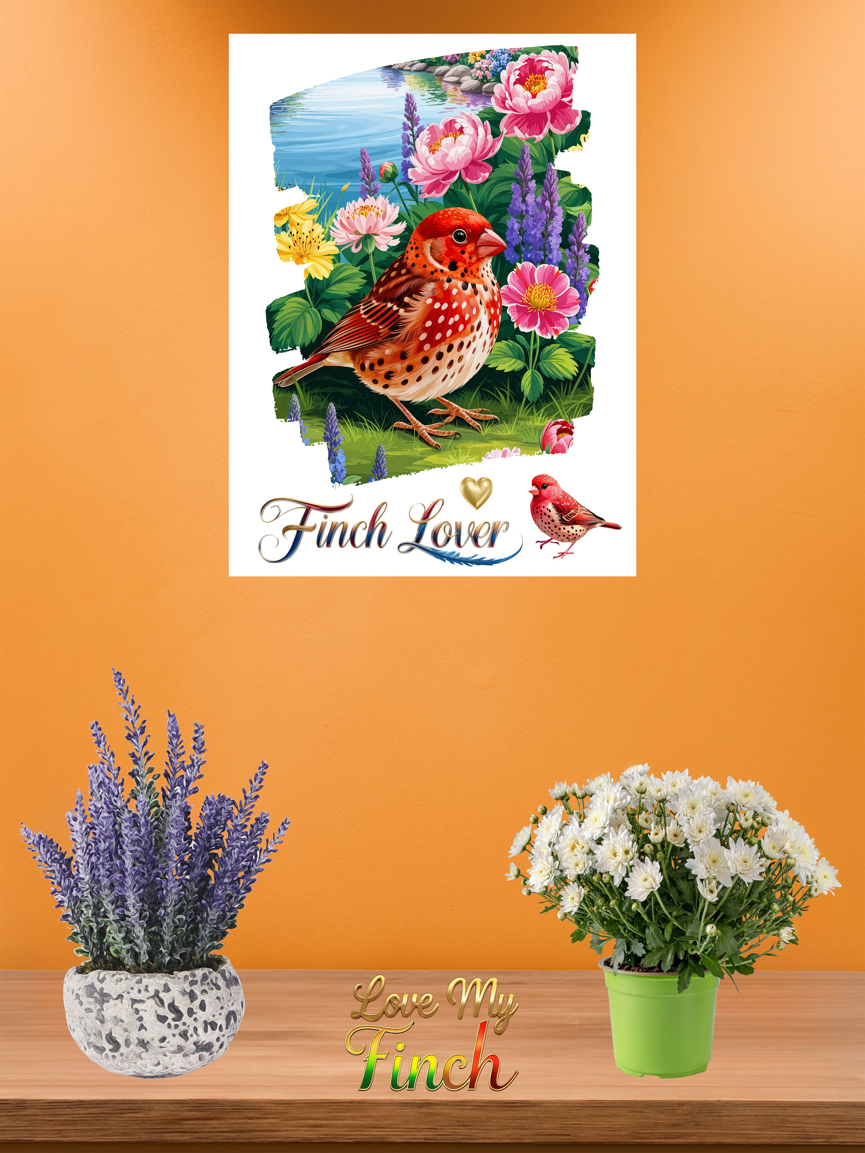 Finch Lover Floral Wall-Hanging