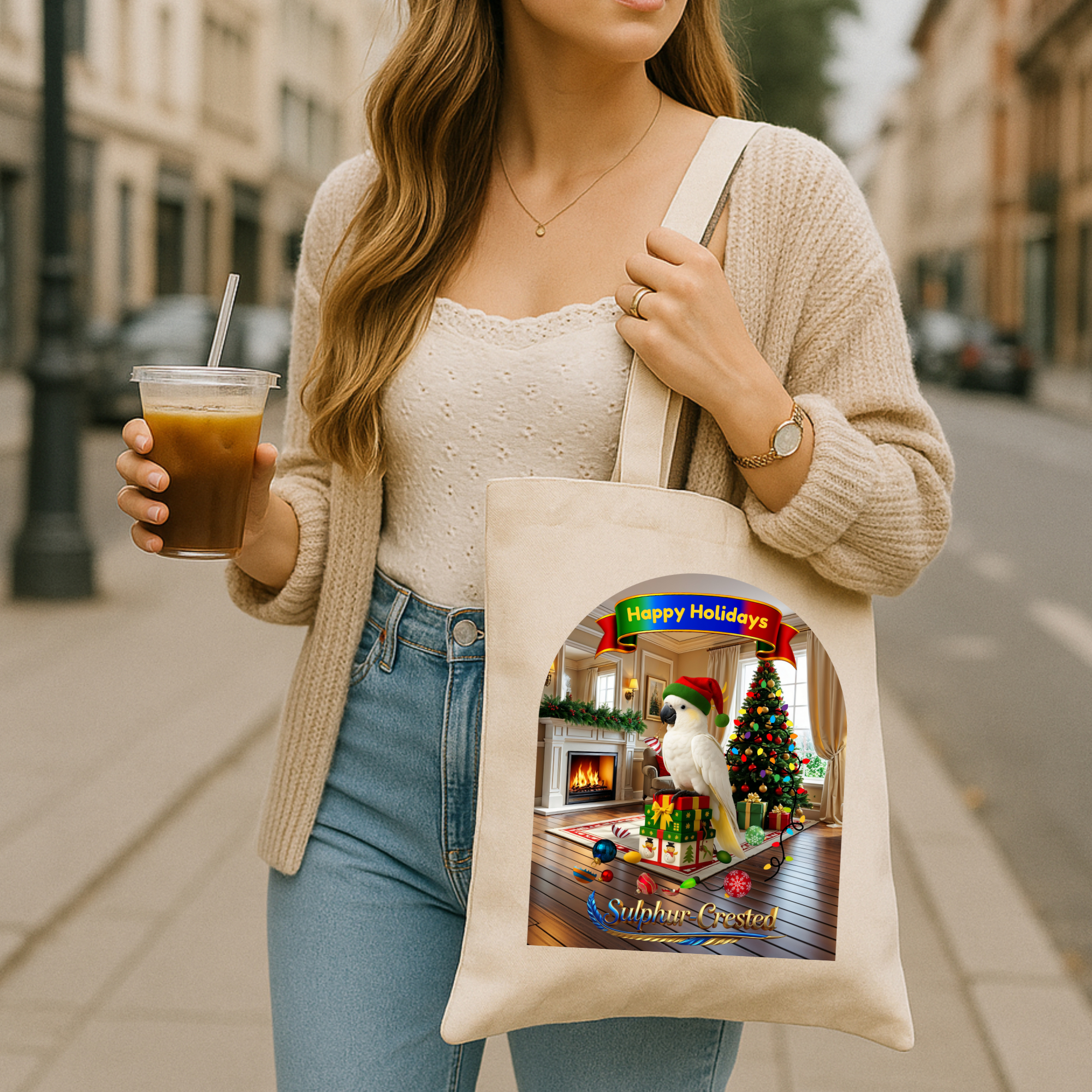 Happy Holidays Sulphur-Crested Tote Bag