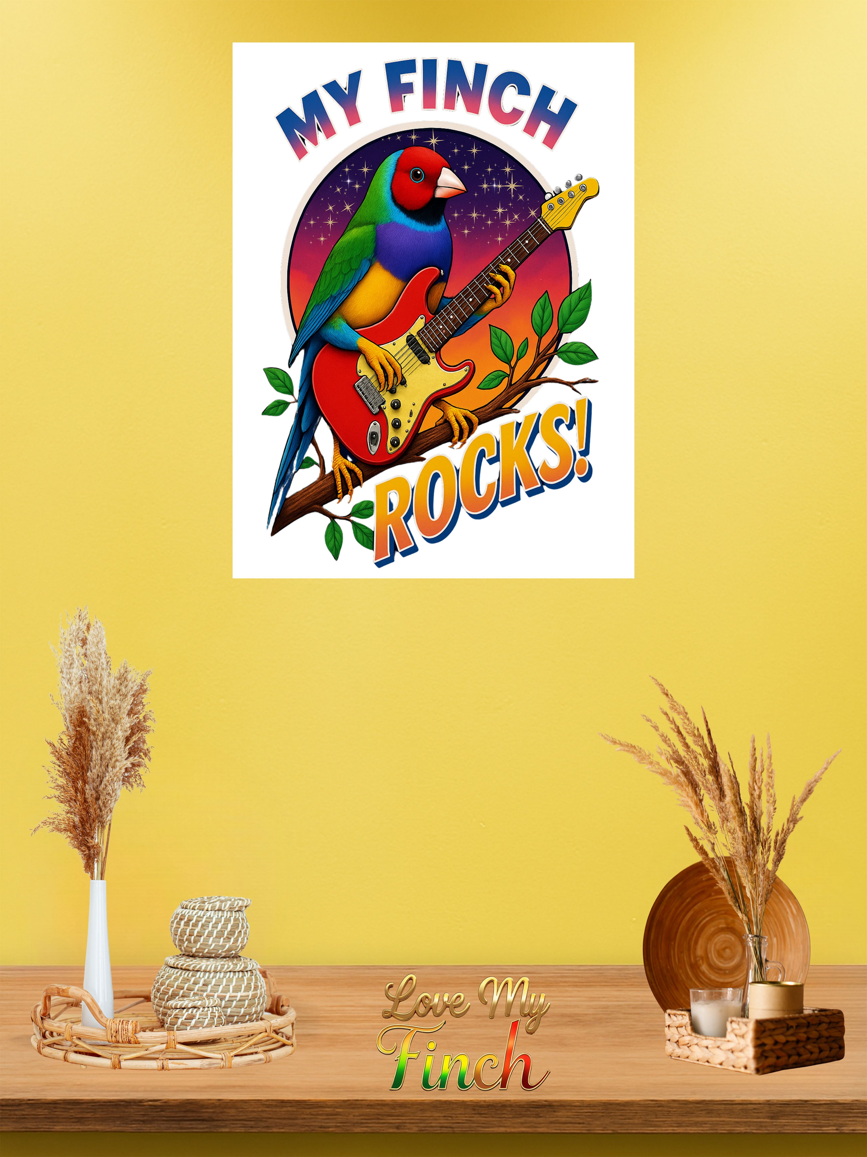 My Finch Rocks Guitar Wall-Hanging