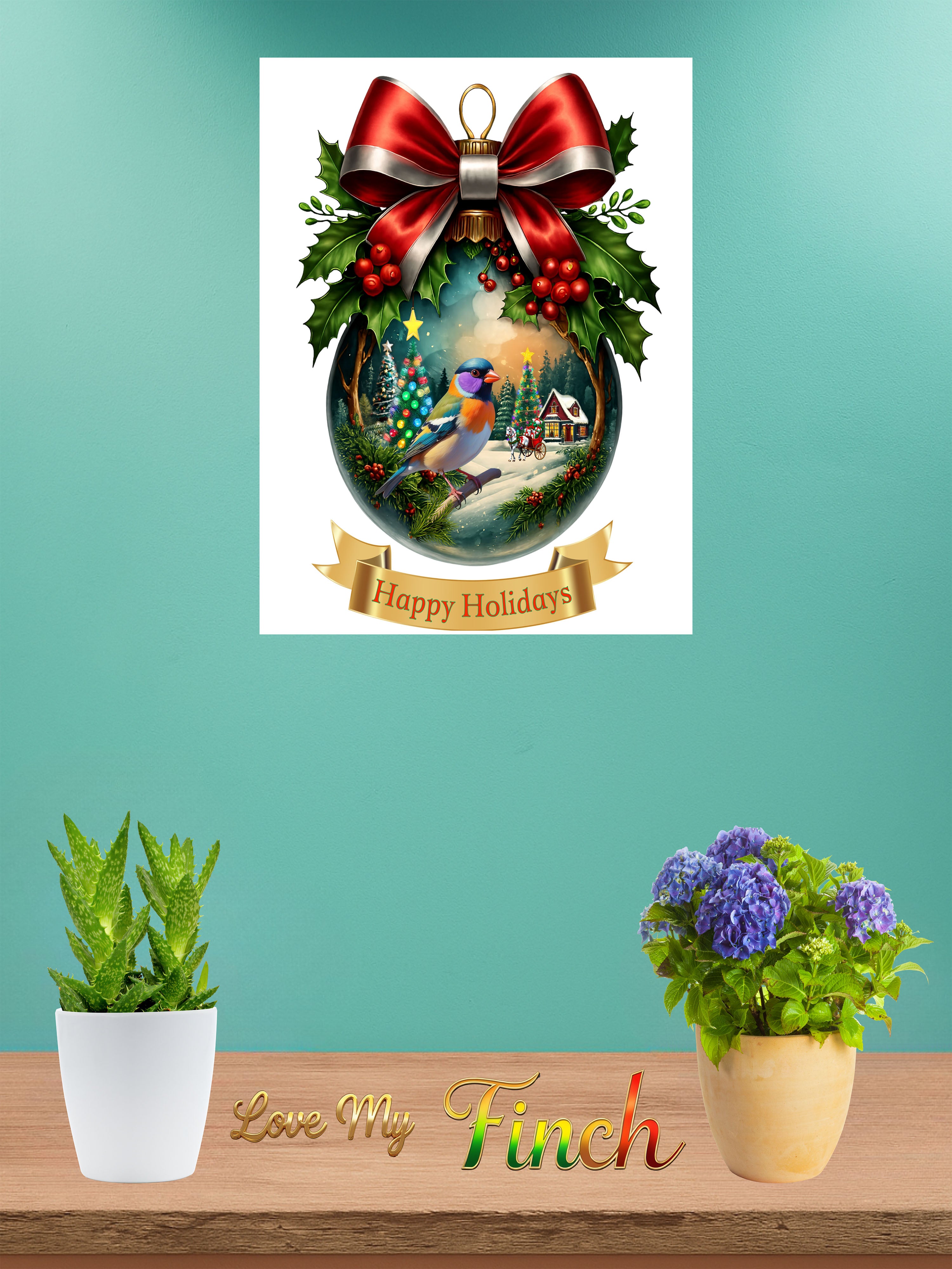 Happy Holidays Finch Wall-Hanging