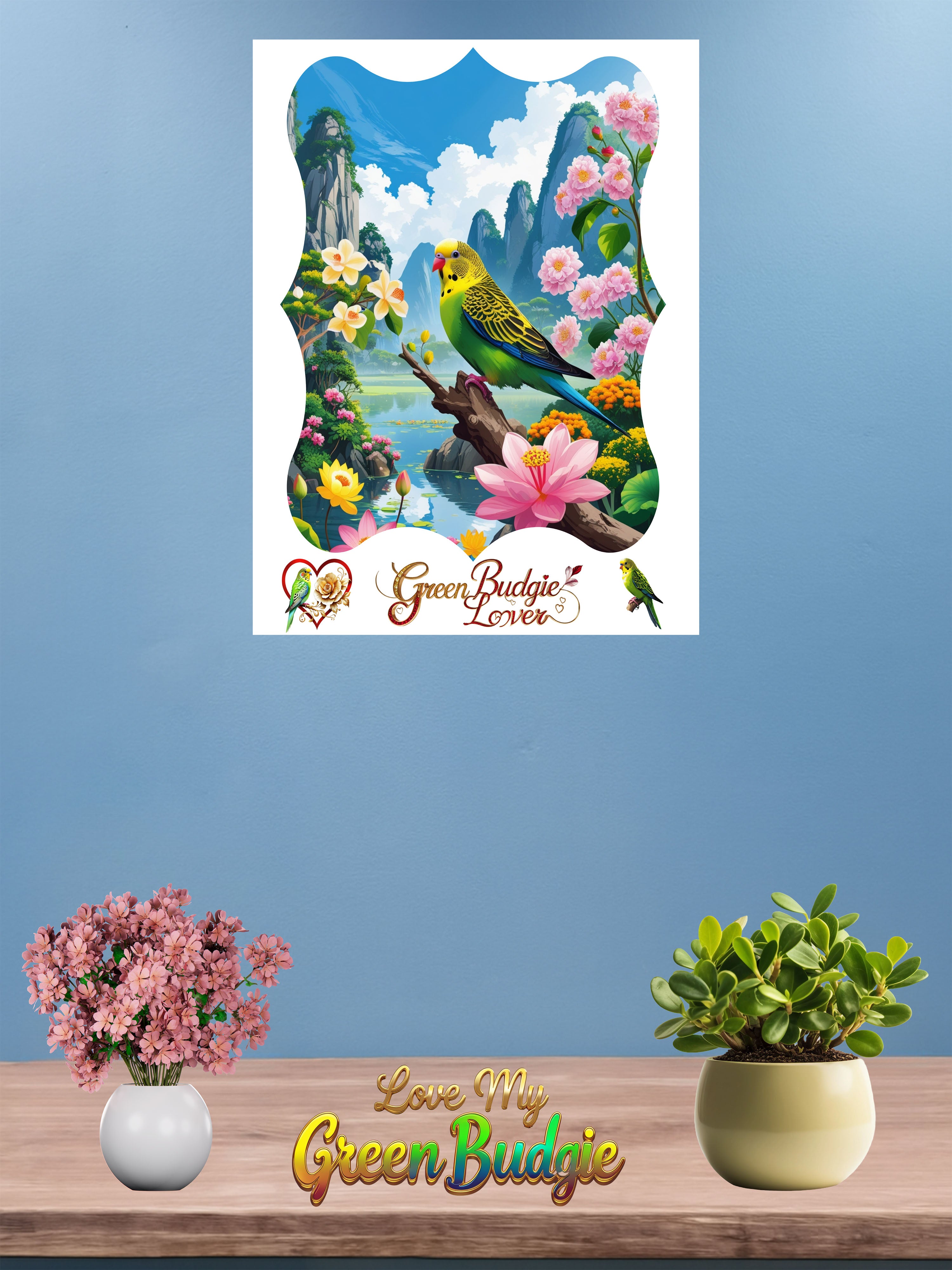 Nature Green Budgie Lover Wall-Hanging
