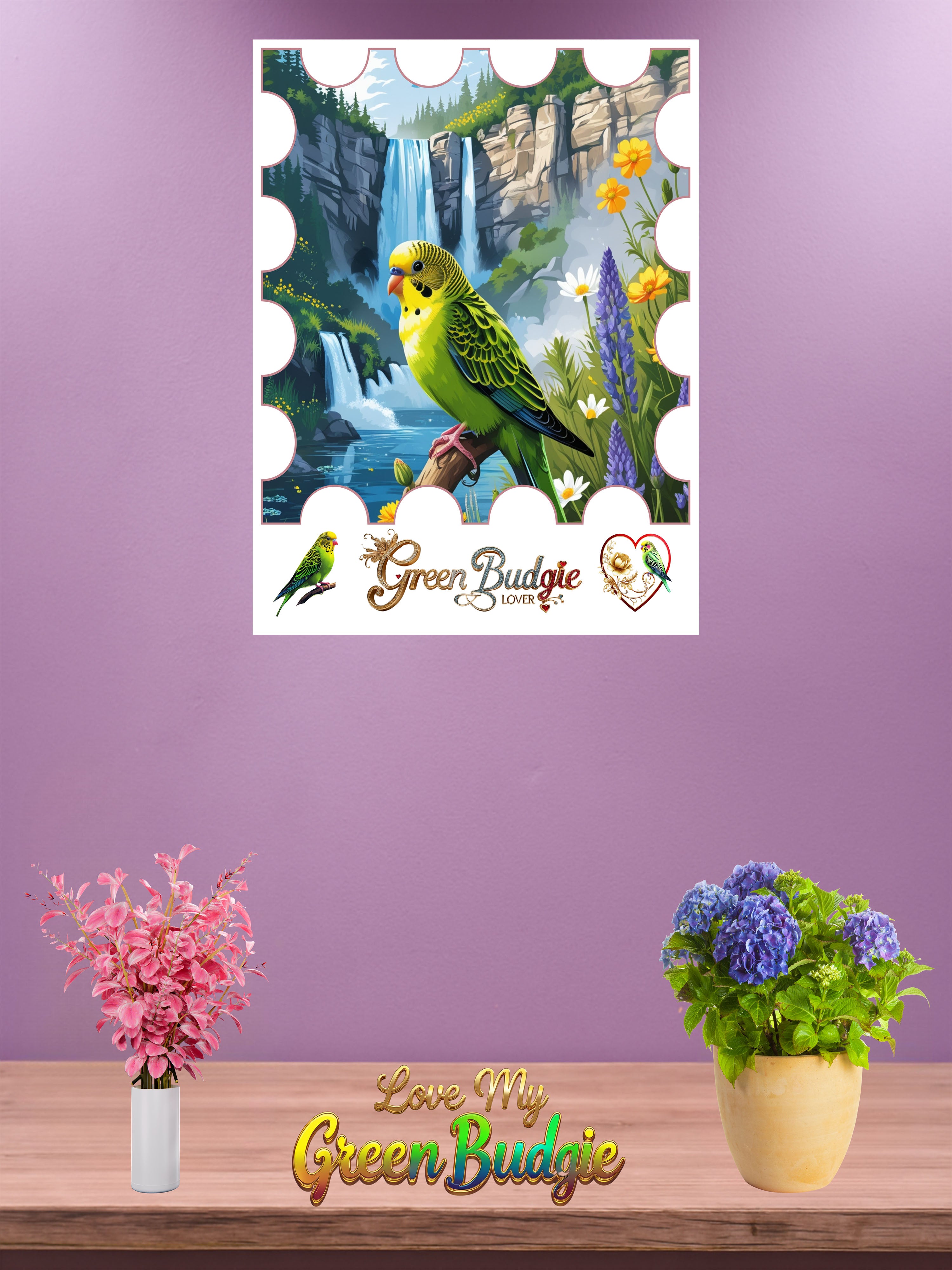 Green Budgie Lover Wall-Hanging