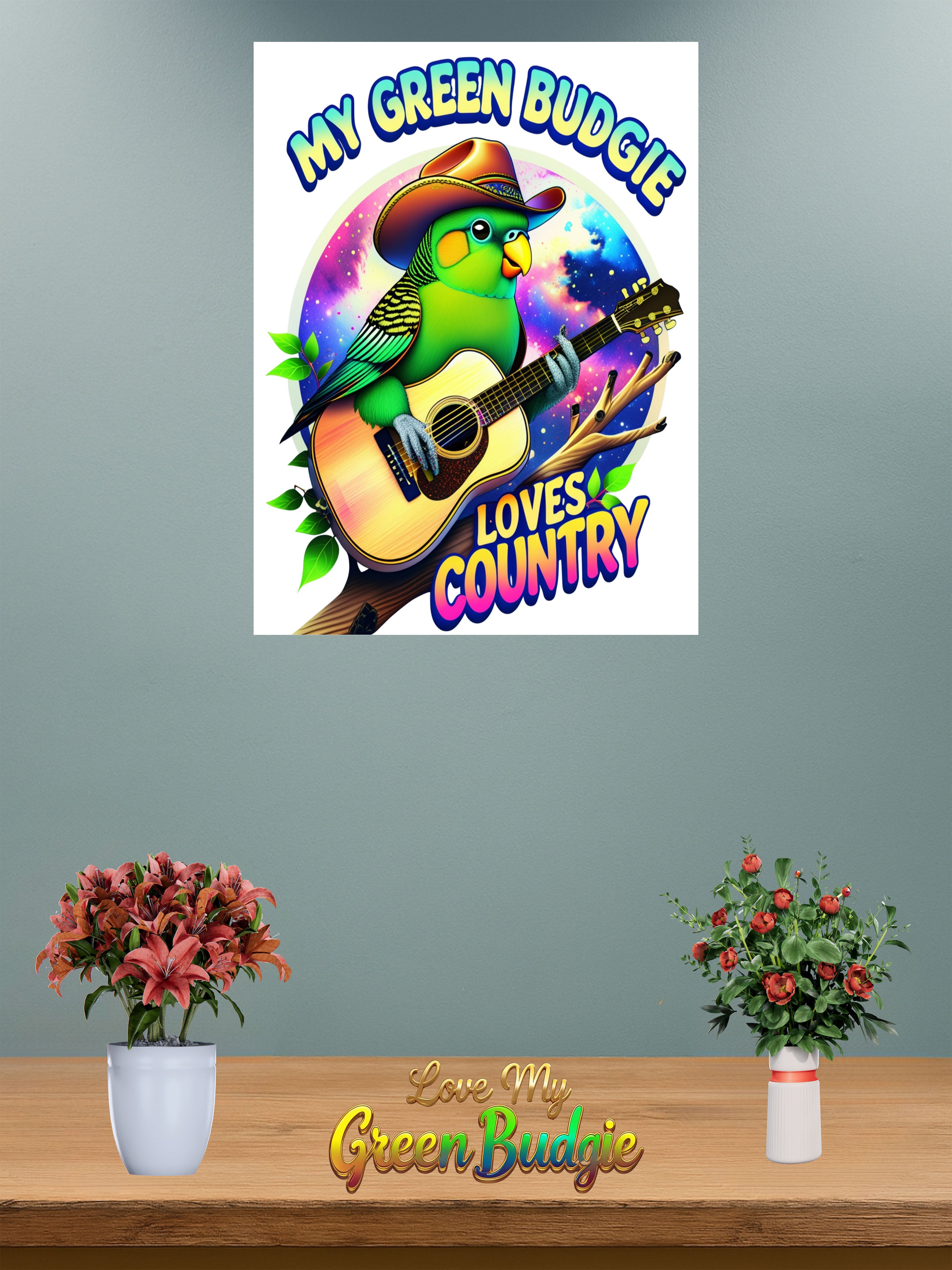 Green Budgie Loves Country Wall-Hanging
