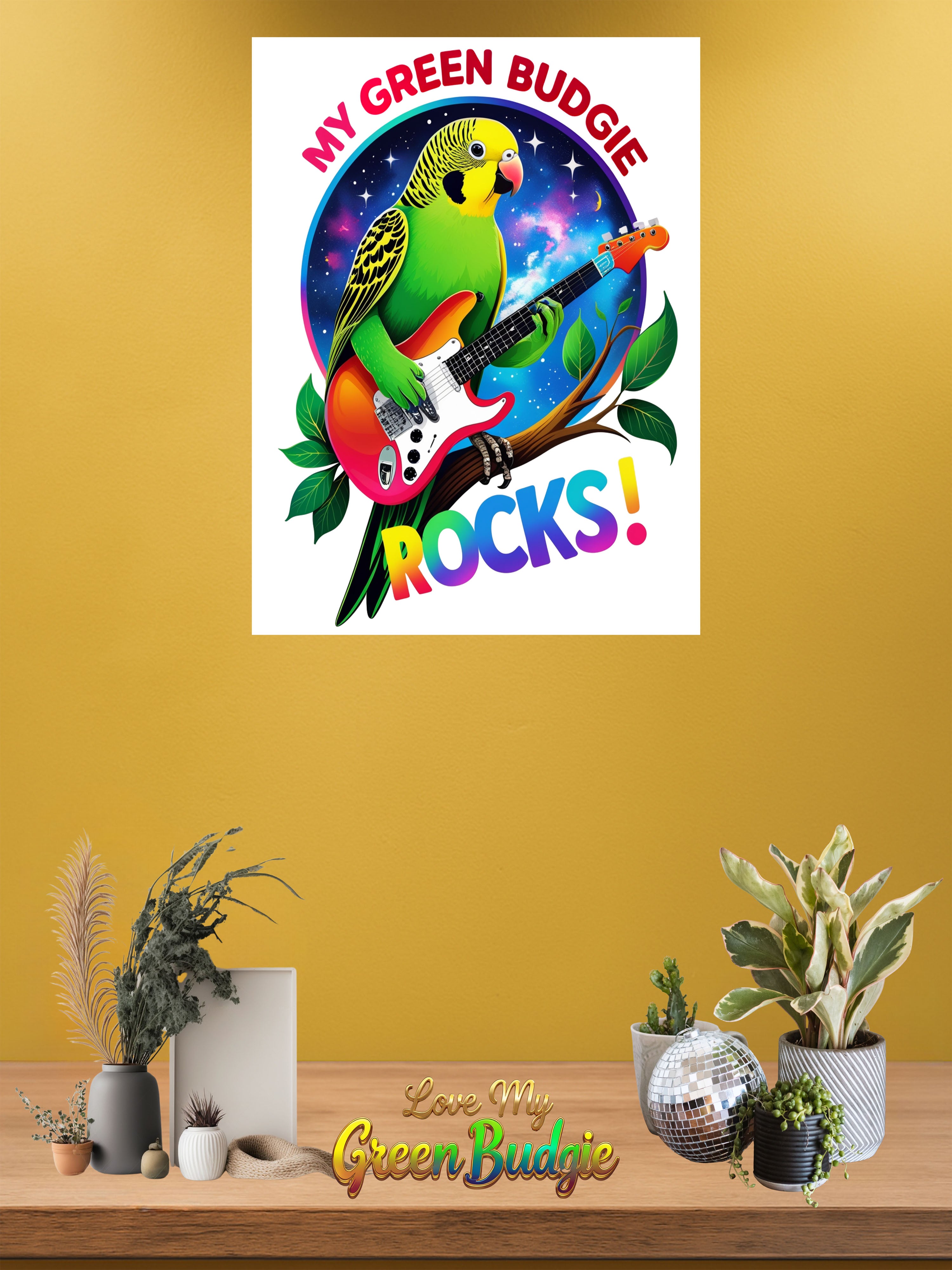 My Green Budgie Rocks Wall-Hanging