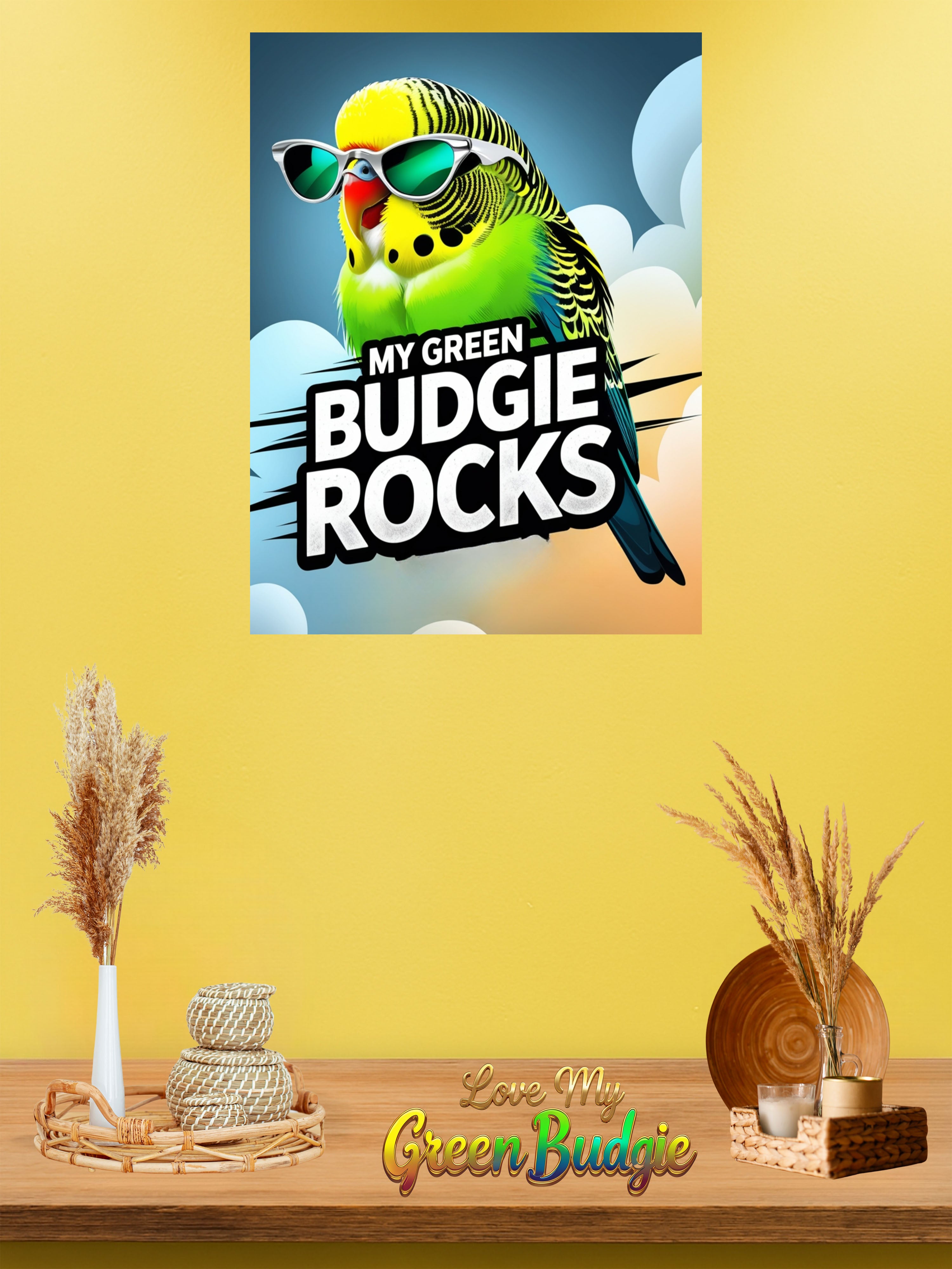 My Green Budgie Rocks Wall-Hanging