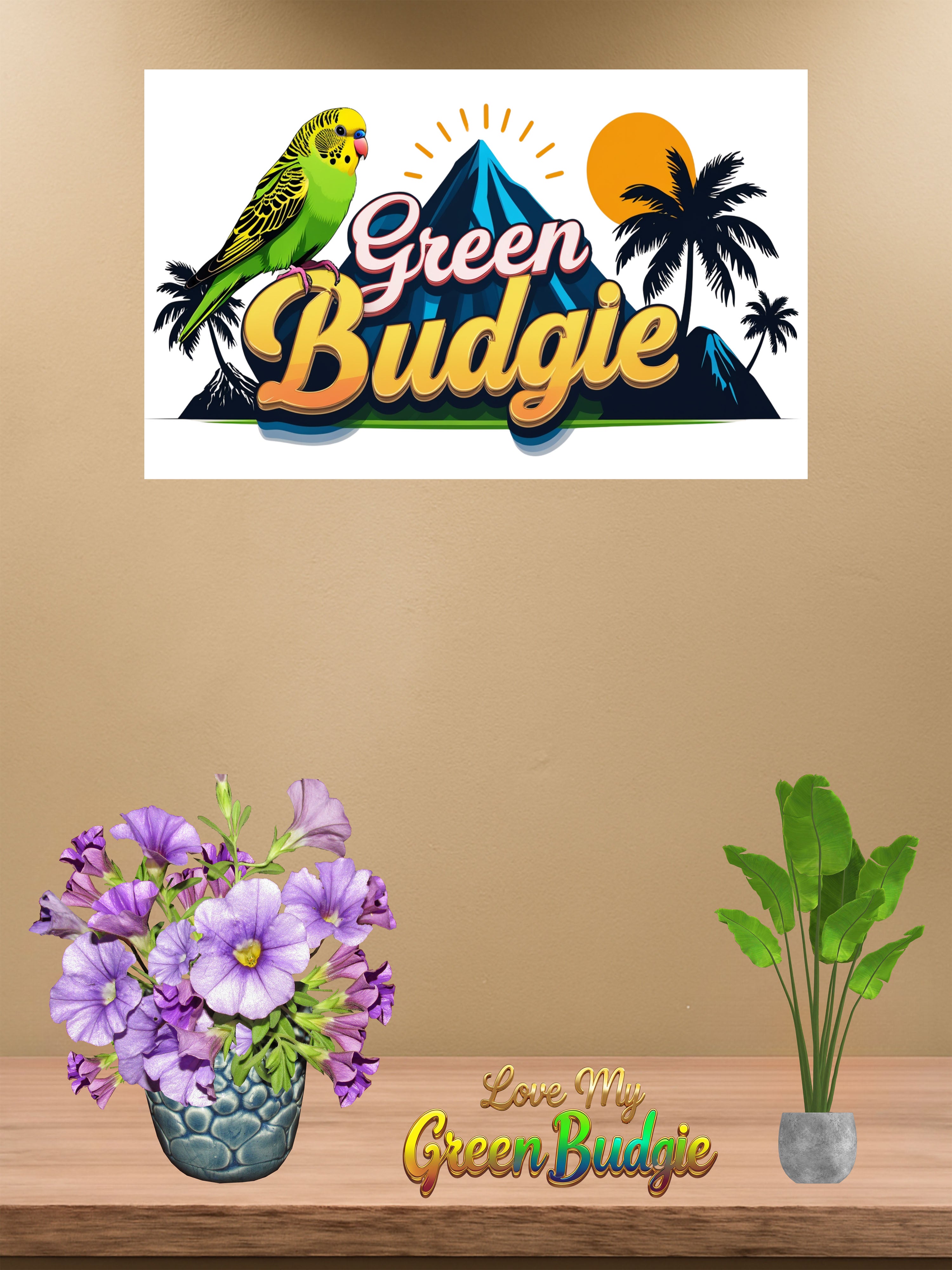 Green Budgie Sunrise Wall-Hanging