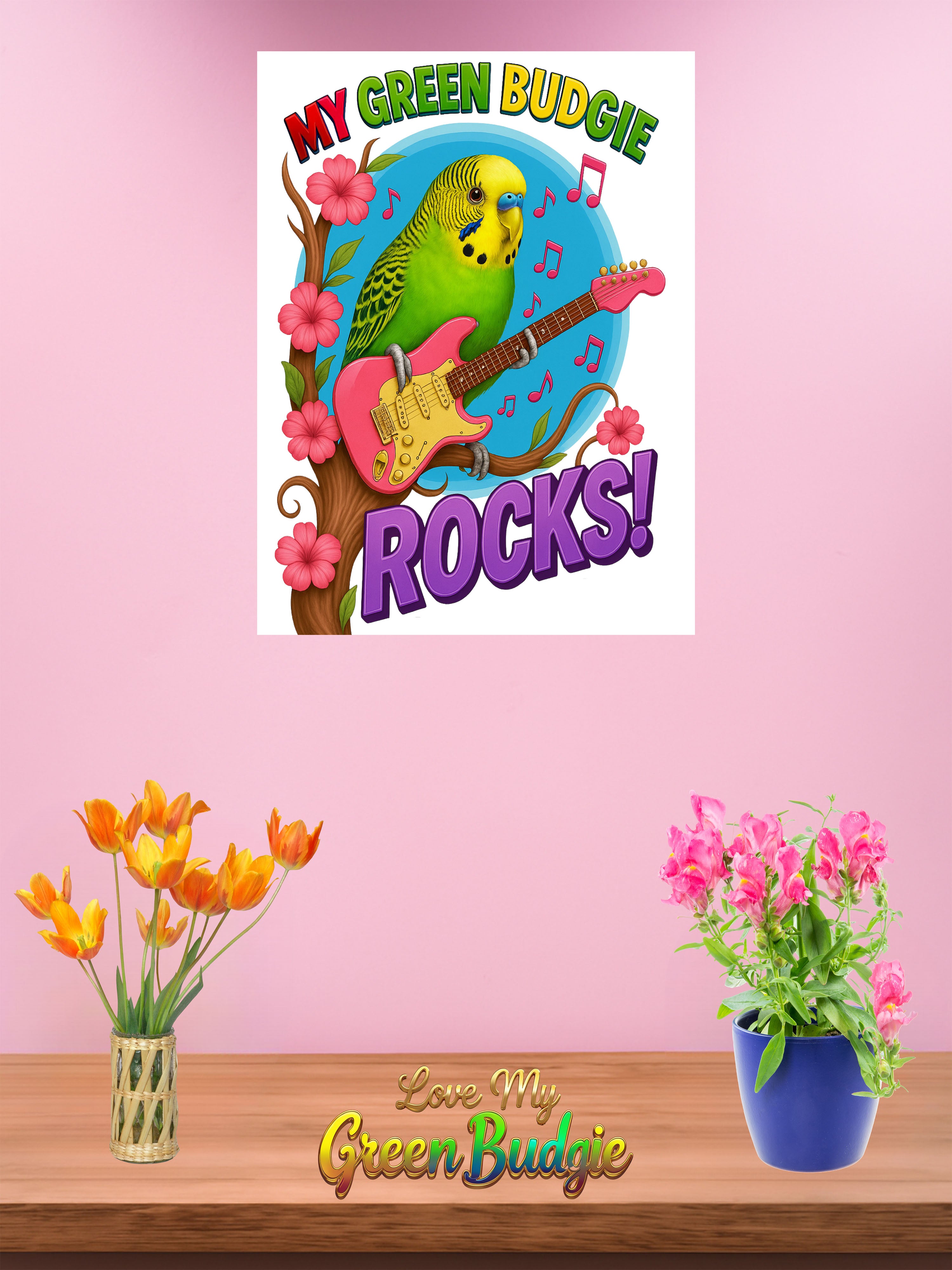 My Green Budgie Rocks Wall-Hanging