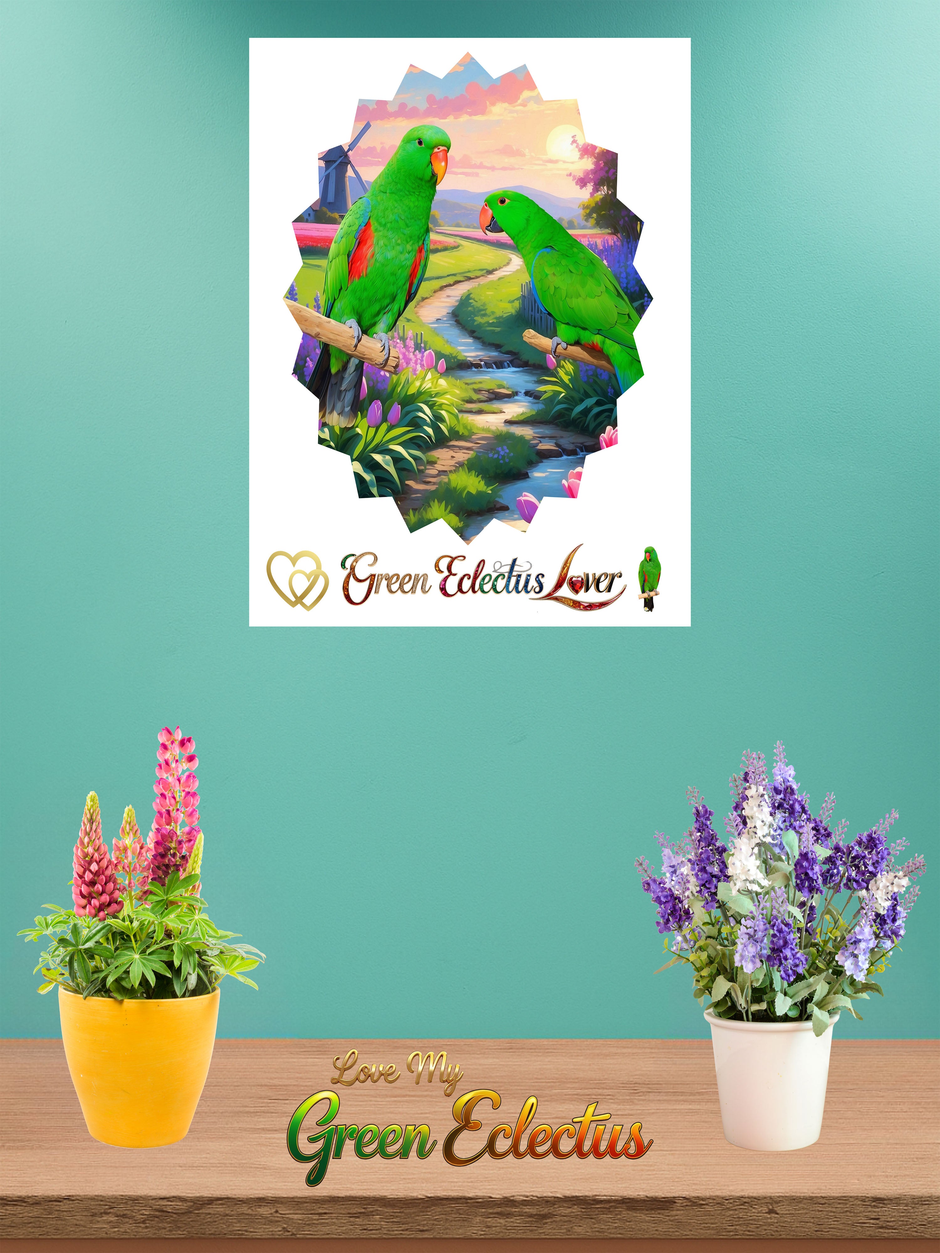 Green Eclectus Lover Nature Wall-Hanging