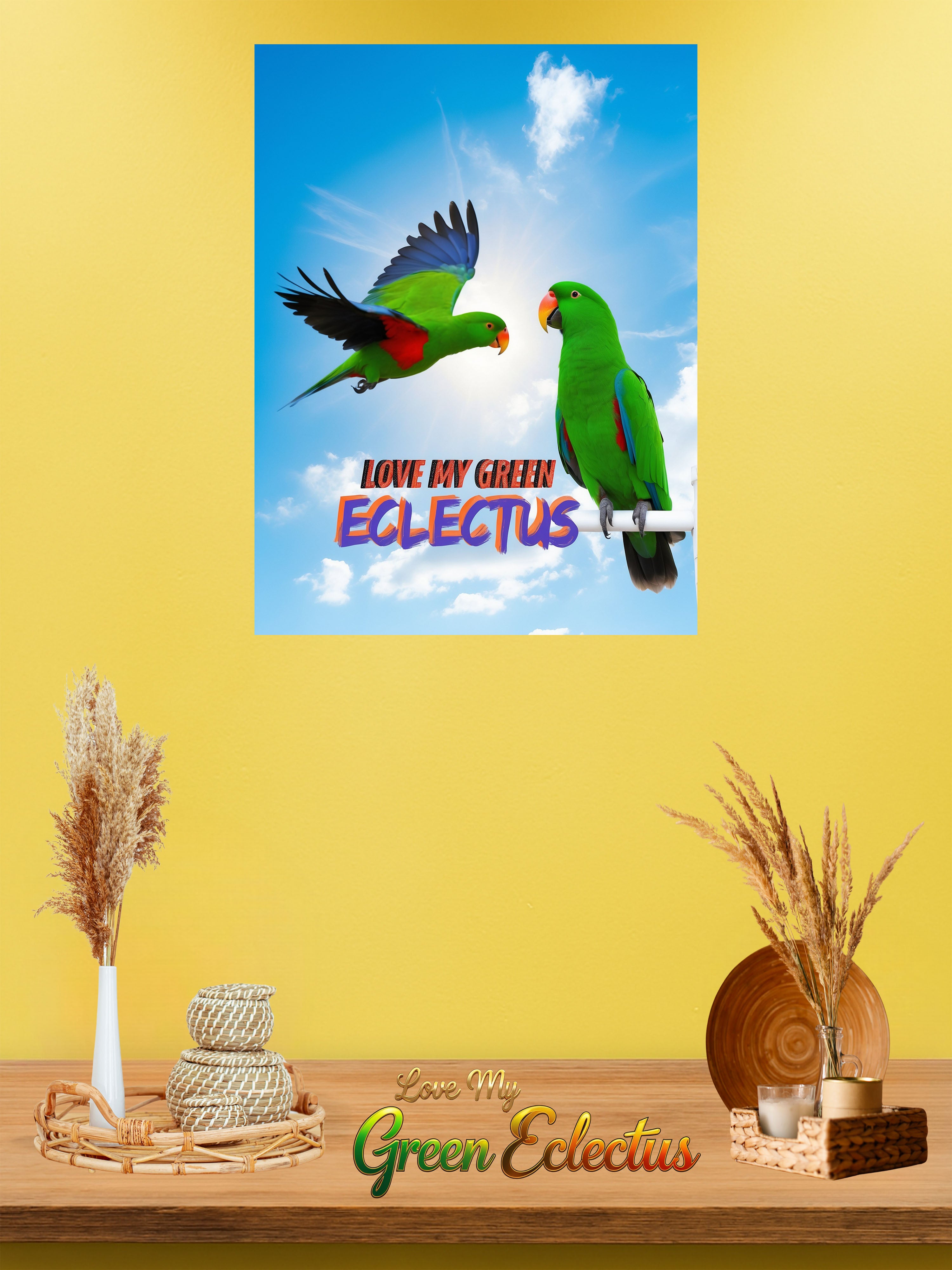 Love My Green Eclectus Sky Wall-Hanging