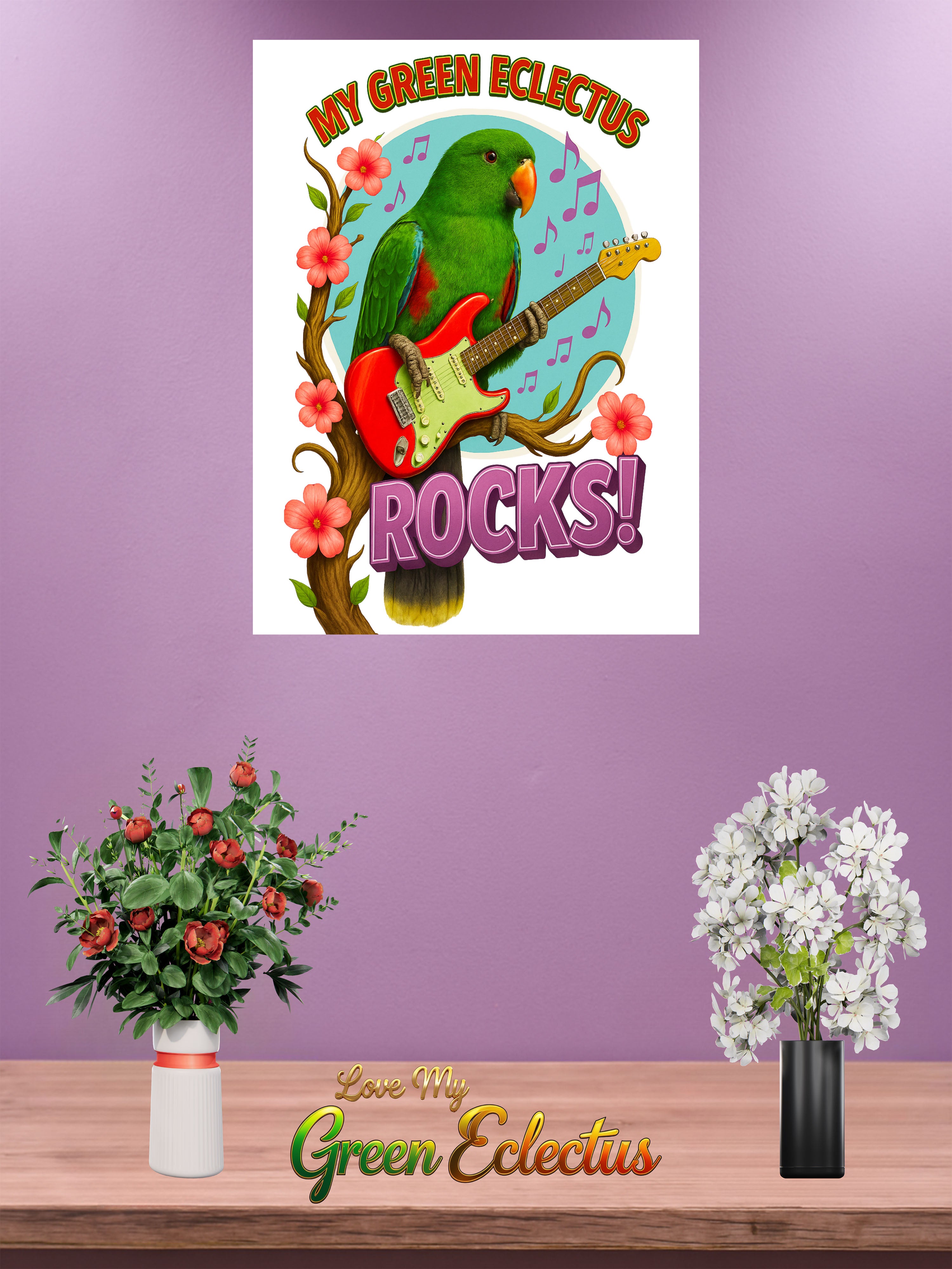 Green Eclectus wall-hanging