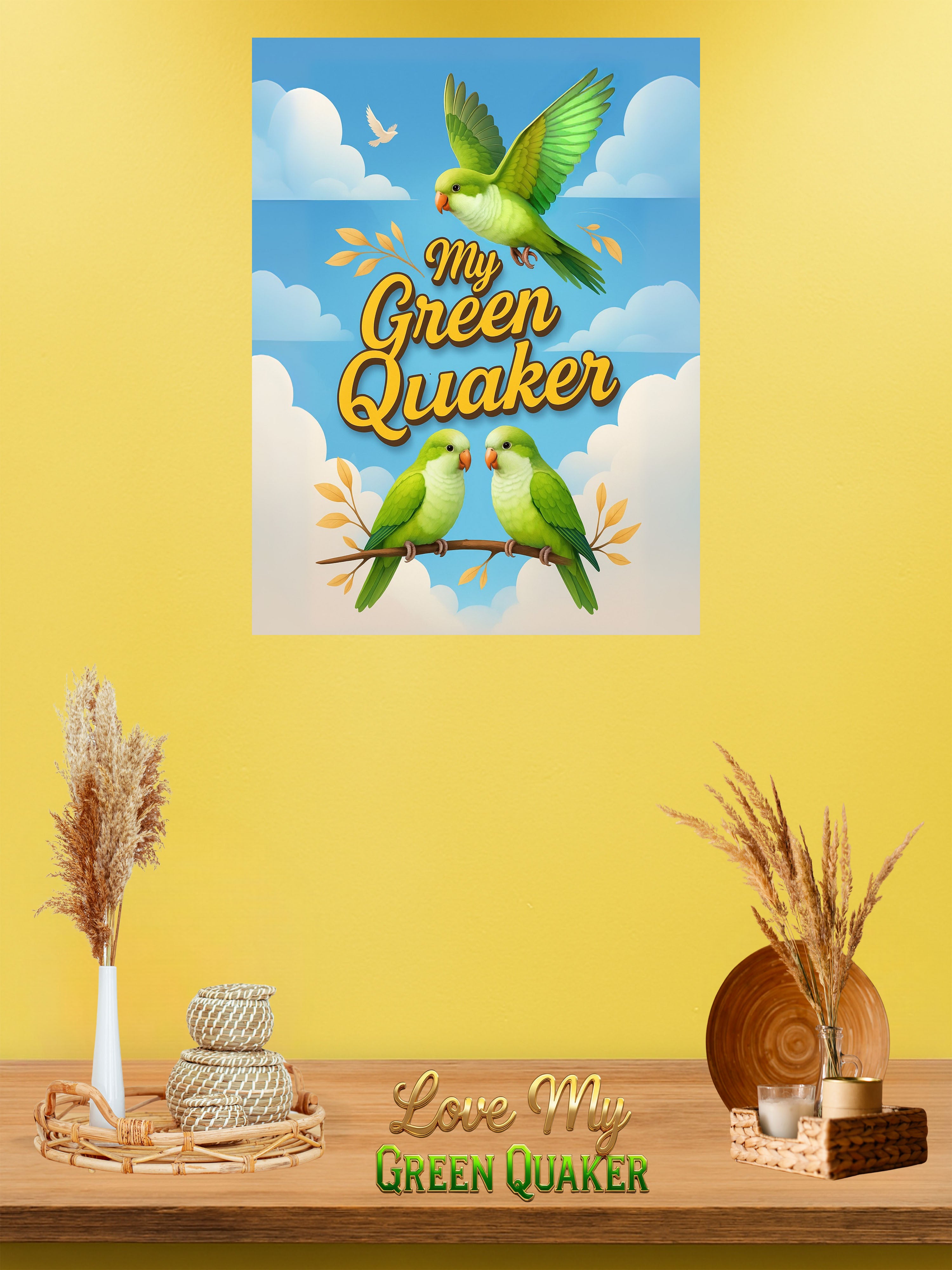 My Green Quaker Flying Wall-Hanging