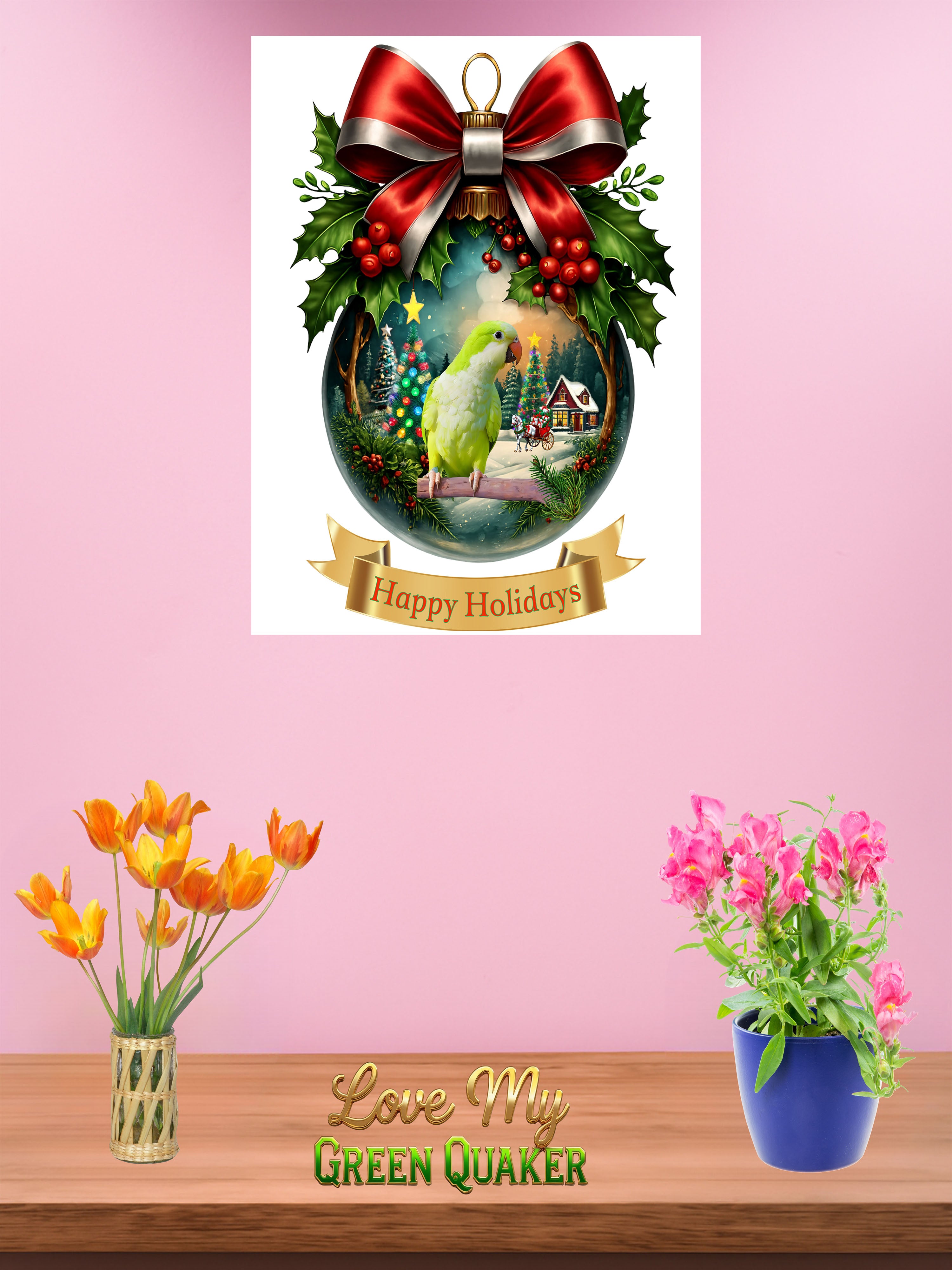 Happy Holidays Green Quaker Wall-Hanging