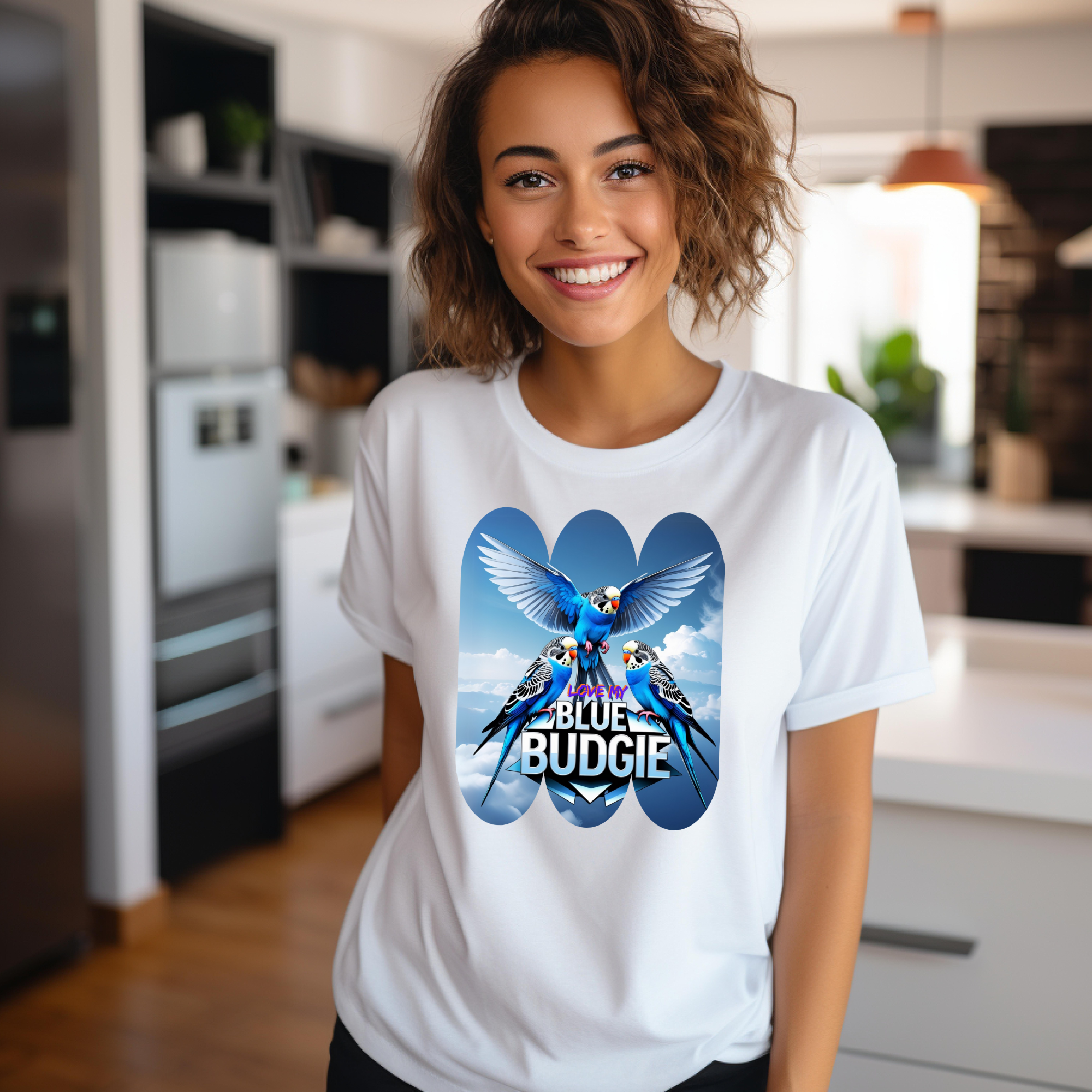 Love My Blue Budgie Flying T-Shirt