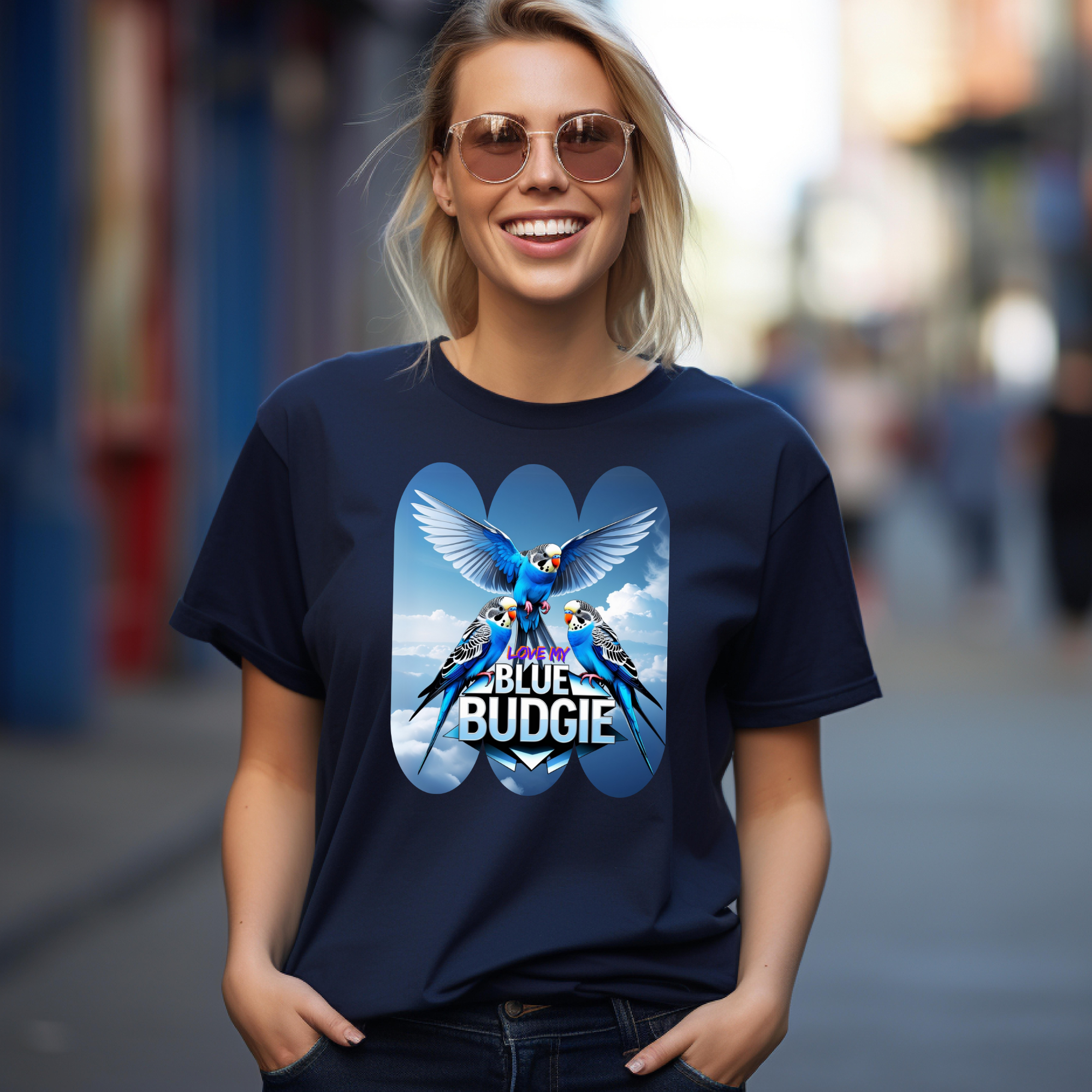 Love My Blue Budgie Flying T-Shirt