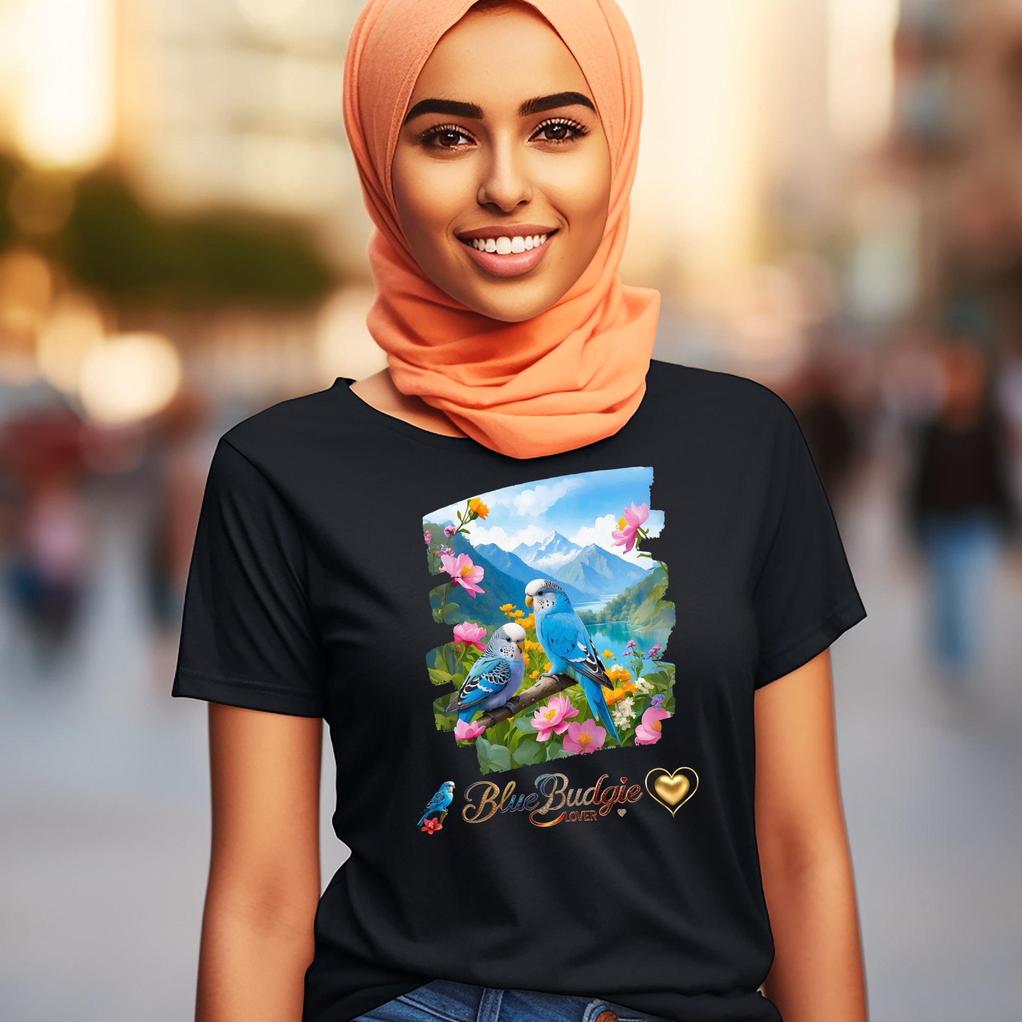 Blue Budgie Lover Nature T-Shirt