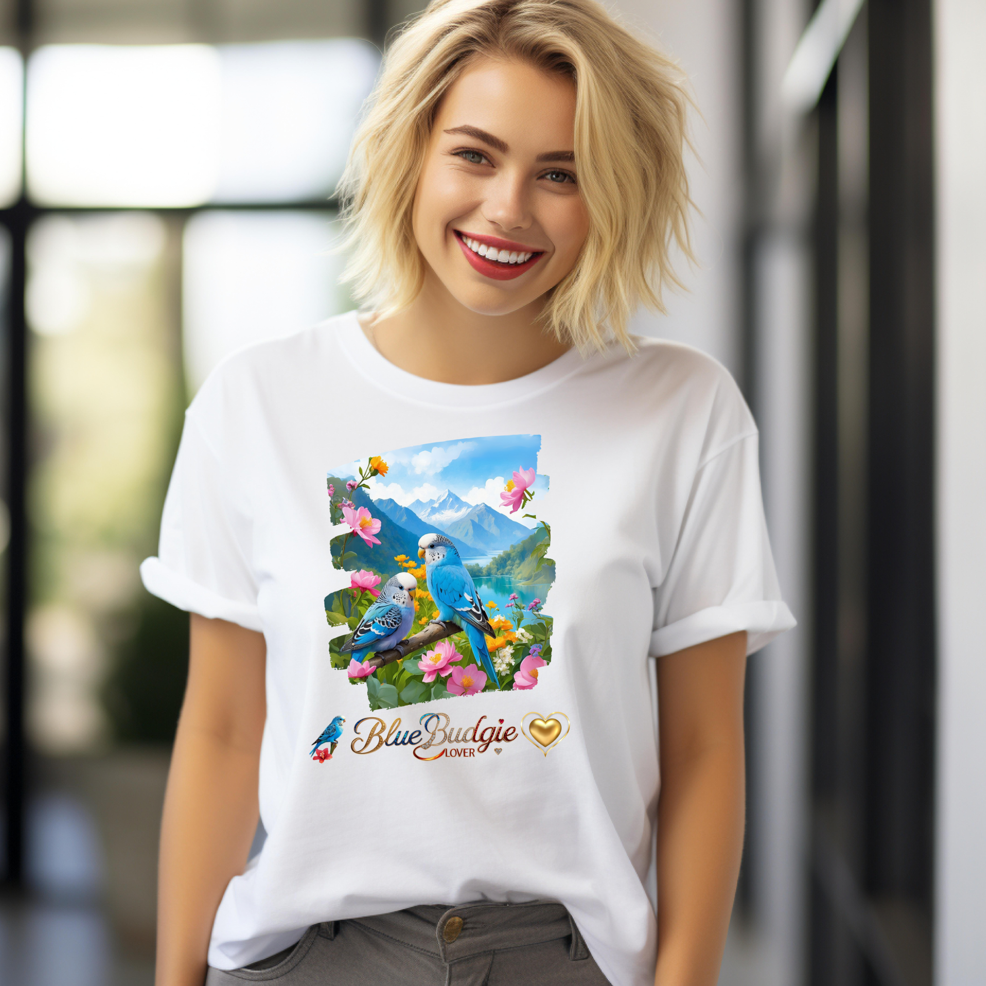 Blue Budgie Lover Nature T-Shirt