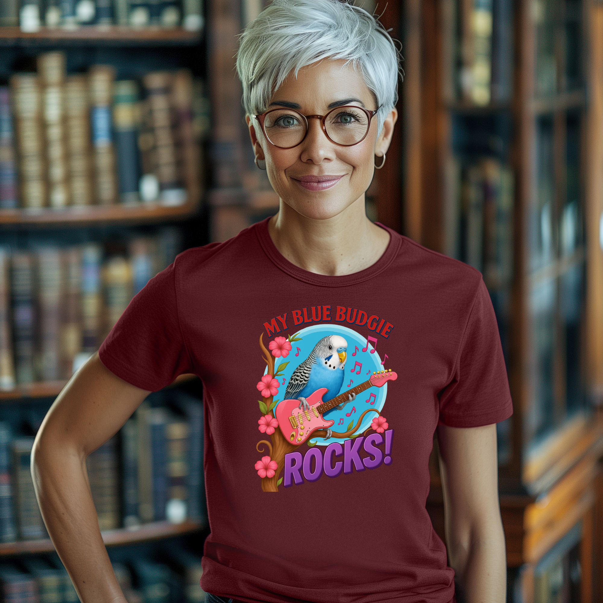 My Blue Budgie Rocks Music T-Shirt