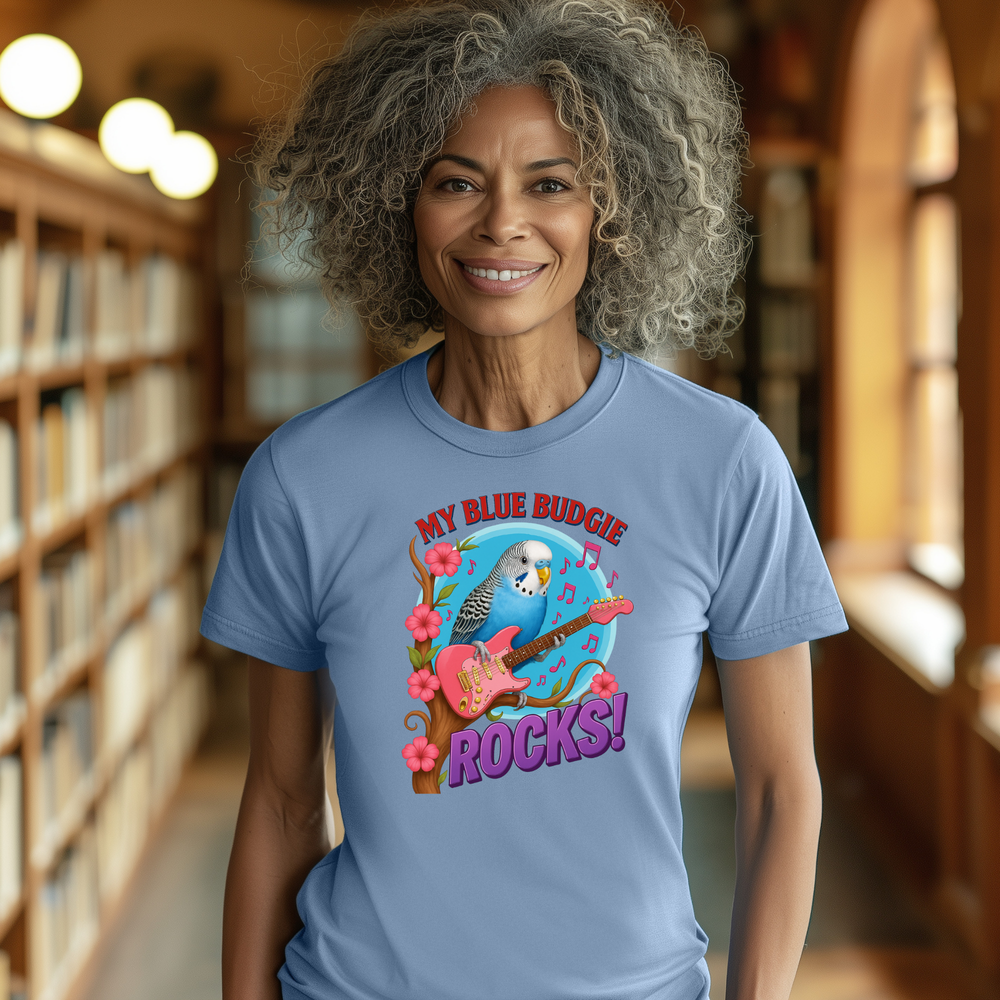 My Blue Budgie Rocks Music T-Shirt