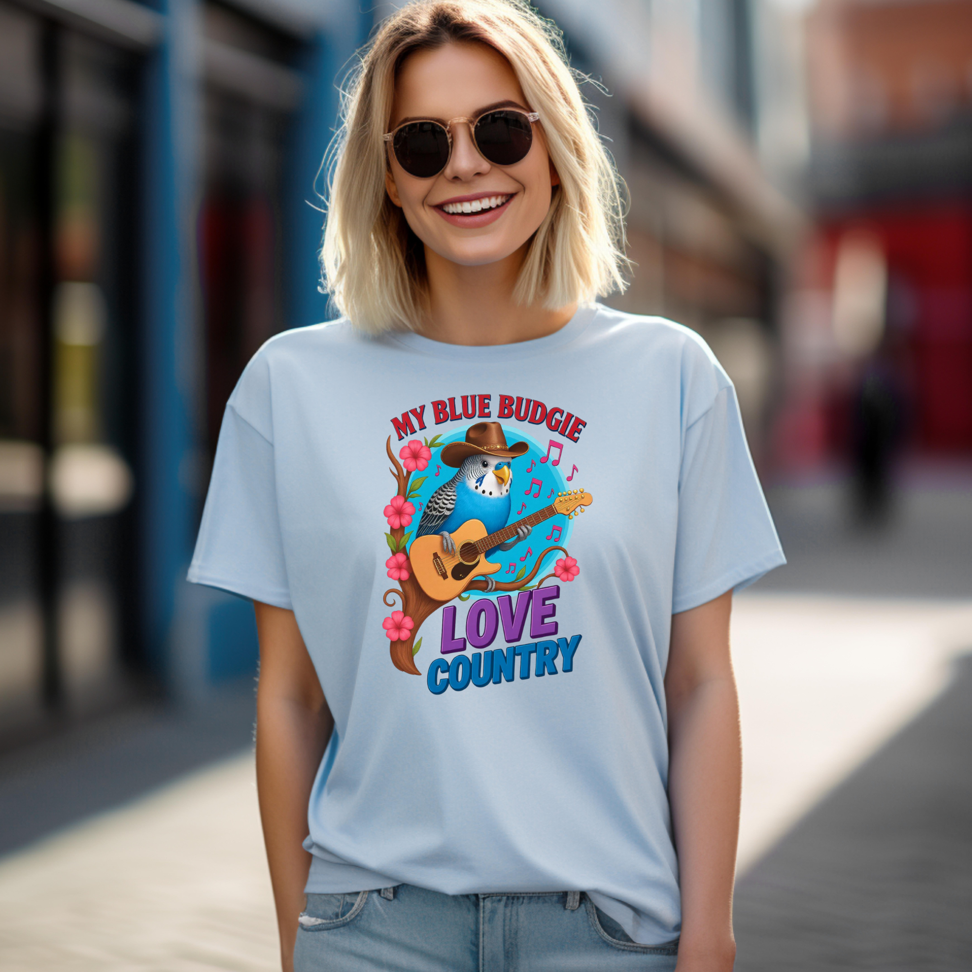 My Blue Budgie Loves Country T-Shirt