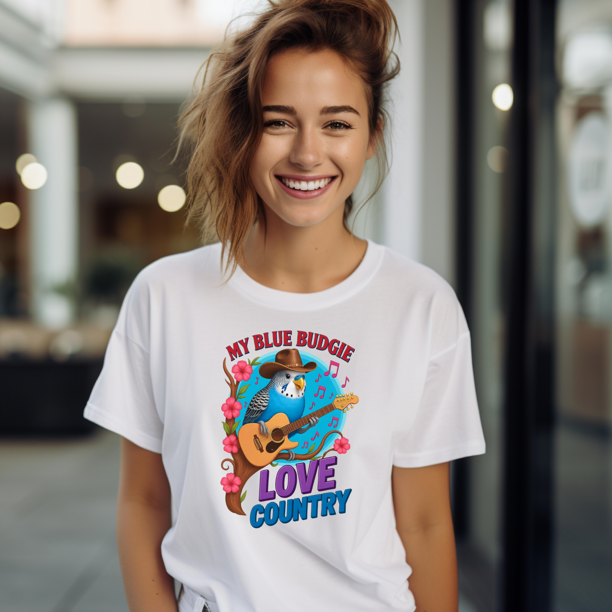 My Blue Budgie Loves Country T-Shirt