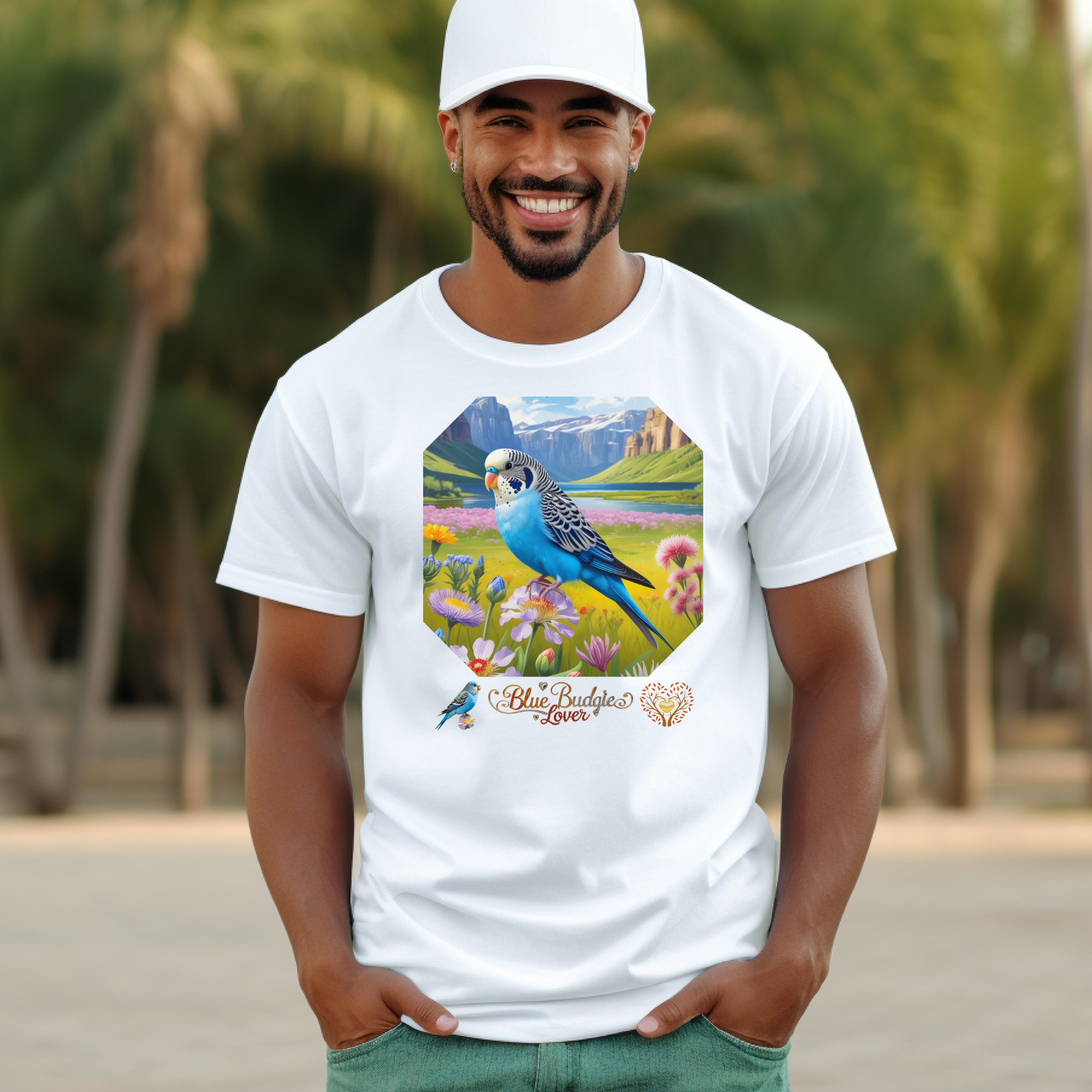 Blue Budgie Lover Nature Scenic T-Shirt