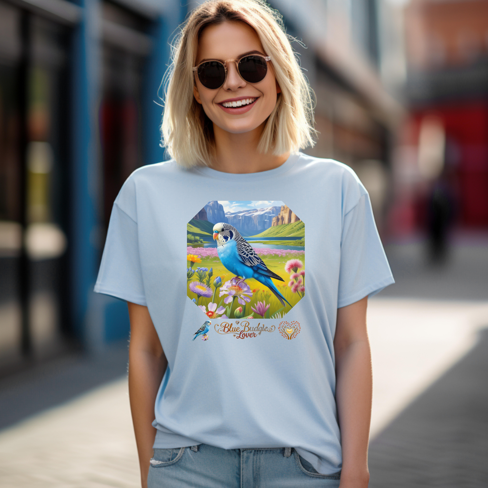 Blue Budgie Lover Nature Scenic T-Shirt