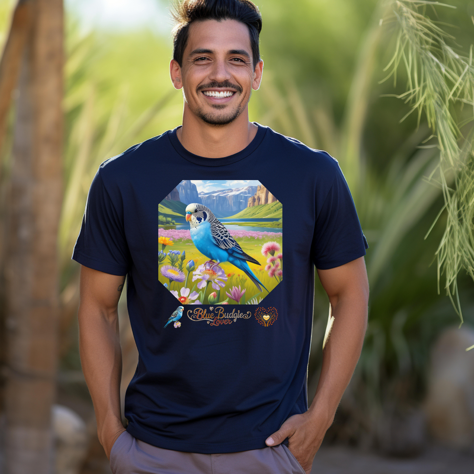 Blue Budgie Lover Nature Scenic T-Shirt